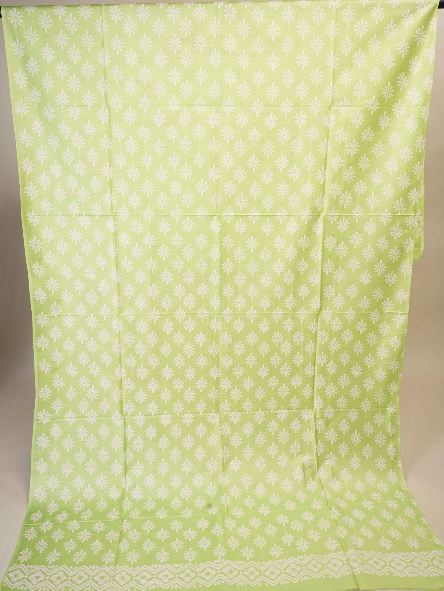 Anuttara Women's Bhagalpuri Green Katan Staple Floral Kurta, Bottom & Dupatta Set (Unstitched)_AFK1042-FS