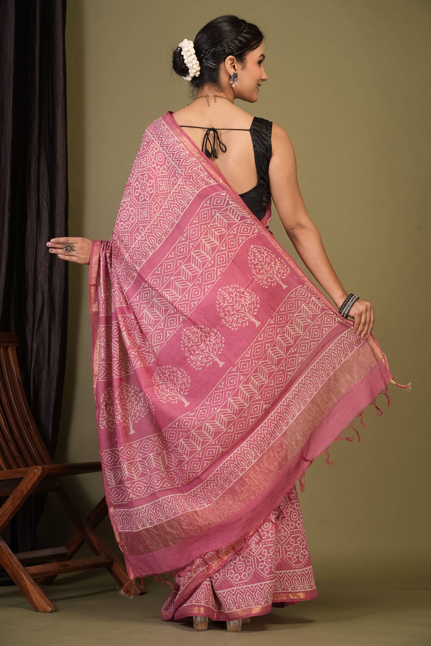 Anuttara Bhagalpuri Pink Cotton Silk (Art Silk) Bandhani Saree with Unstitched Blouse_AFS1439-FS