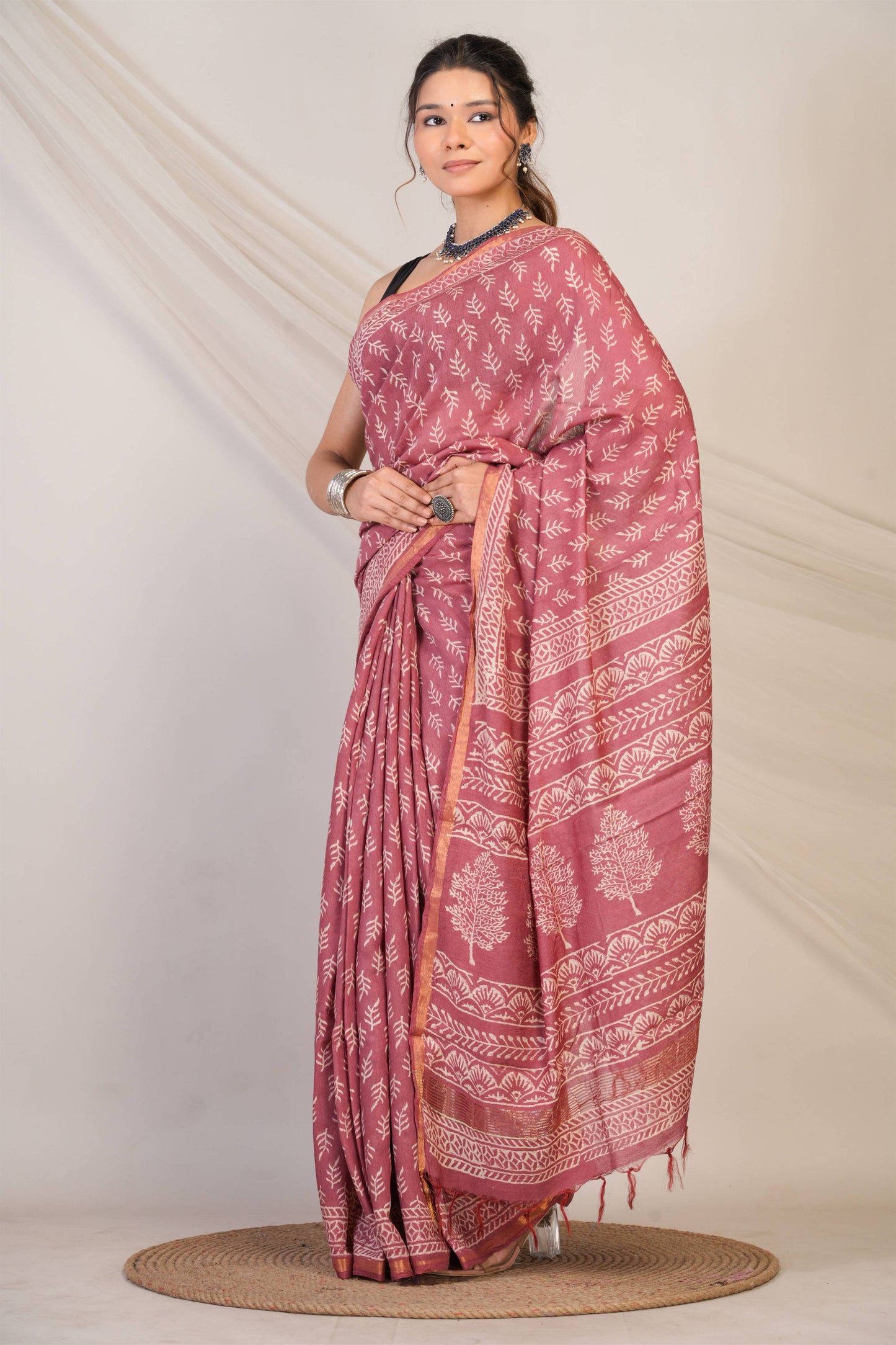 Anuttara Bhagalpuri Maroon Cotton Silk (Art Silk) Floral Saree with Unstitched Blouse_AFS1447-FS