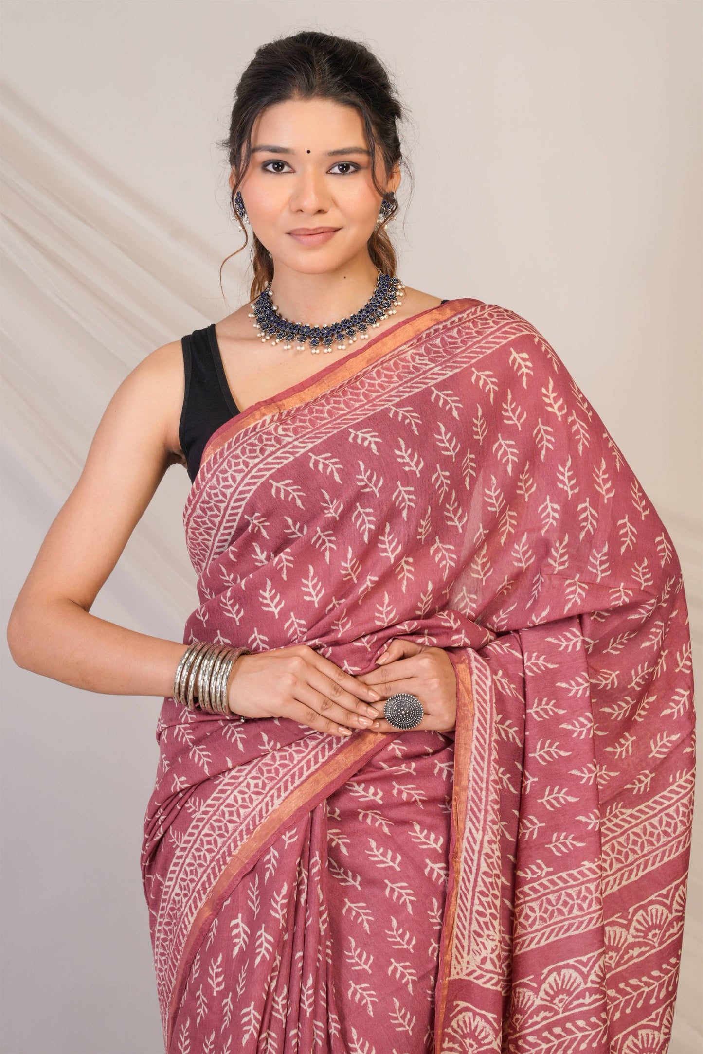 Anuttara Bhagalpuri Maroon Cotton Silk (Art Silk) Floral Saree with Unstitched Blouse_AFS1447-FS