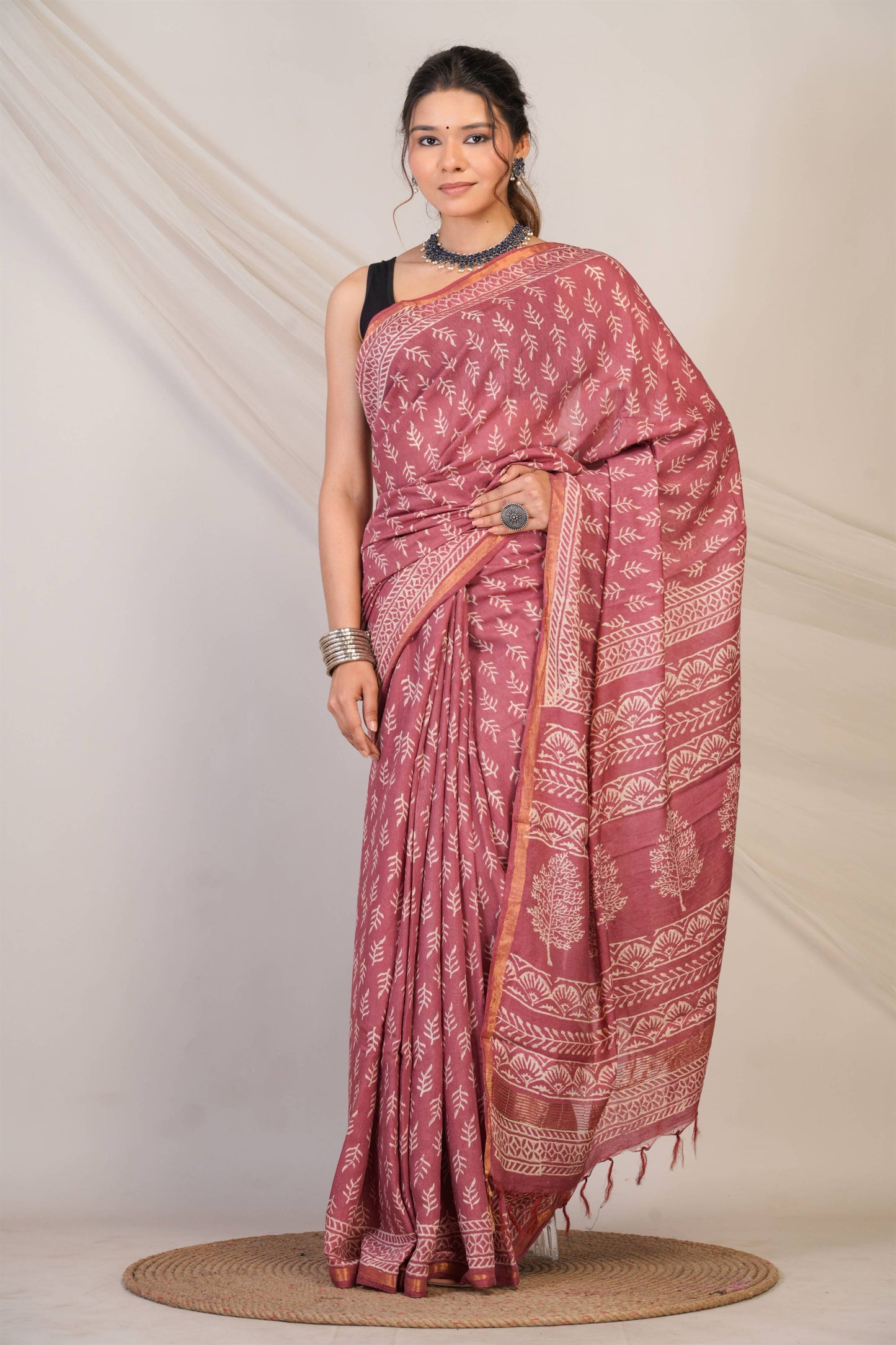 Anuttara Bhagalpuri Maroon Cotton Silk (Art Silk) Floral Saree with Unstitched Blouse_AFS1447-FS