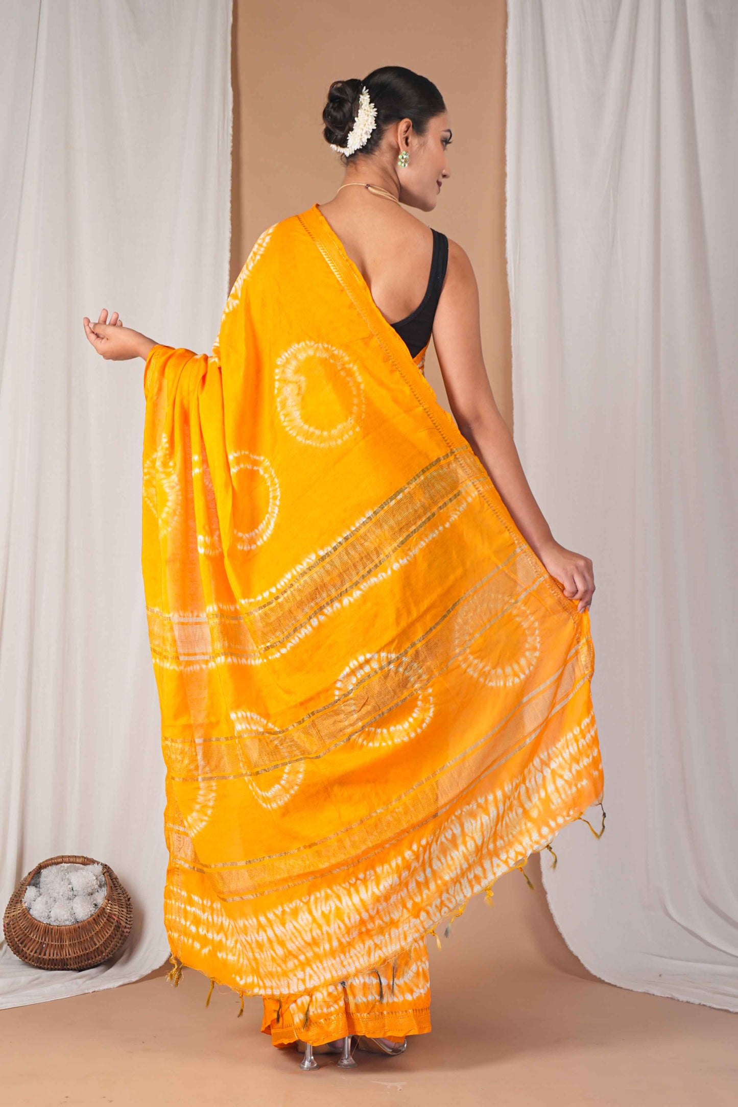 Anuttara Women's Bhagalpuri Multicolor Silk Blend Leheriya with Maheshwari Border Ethnic Saree With Blouse_AFS1514-FS