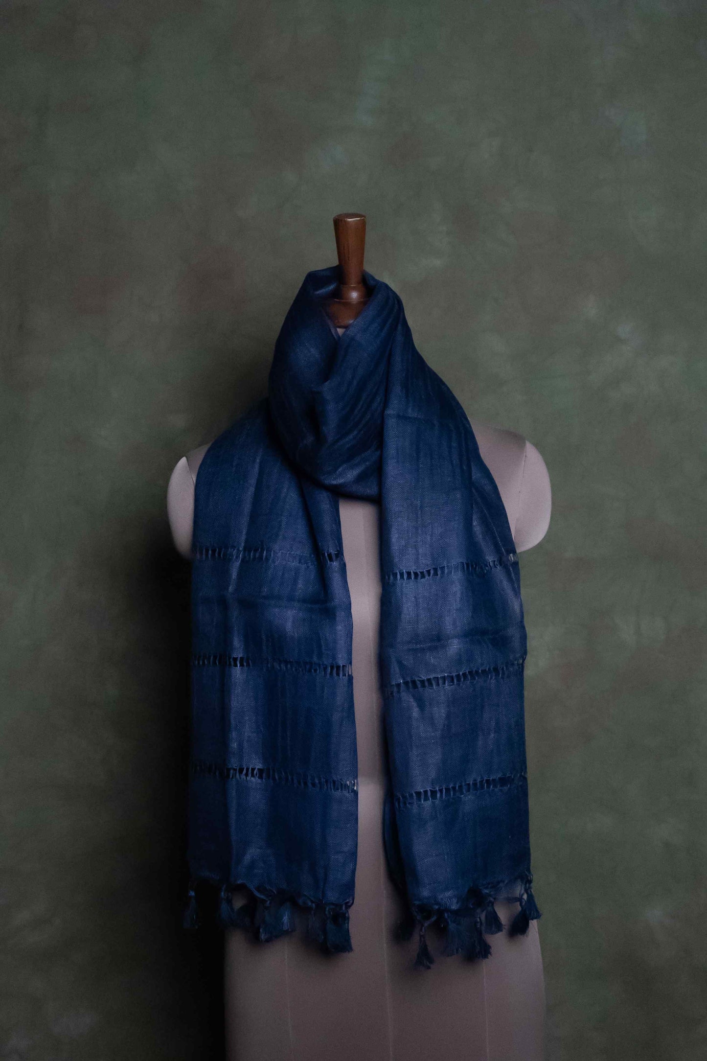 Navy Blue Linen Stole