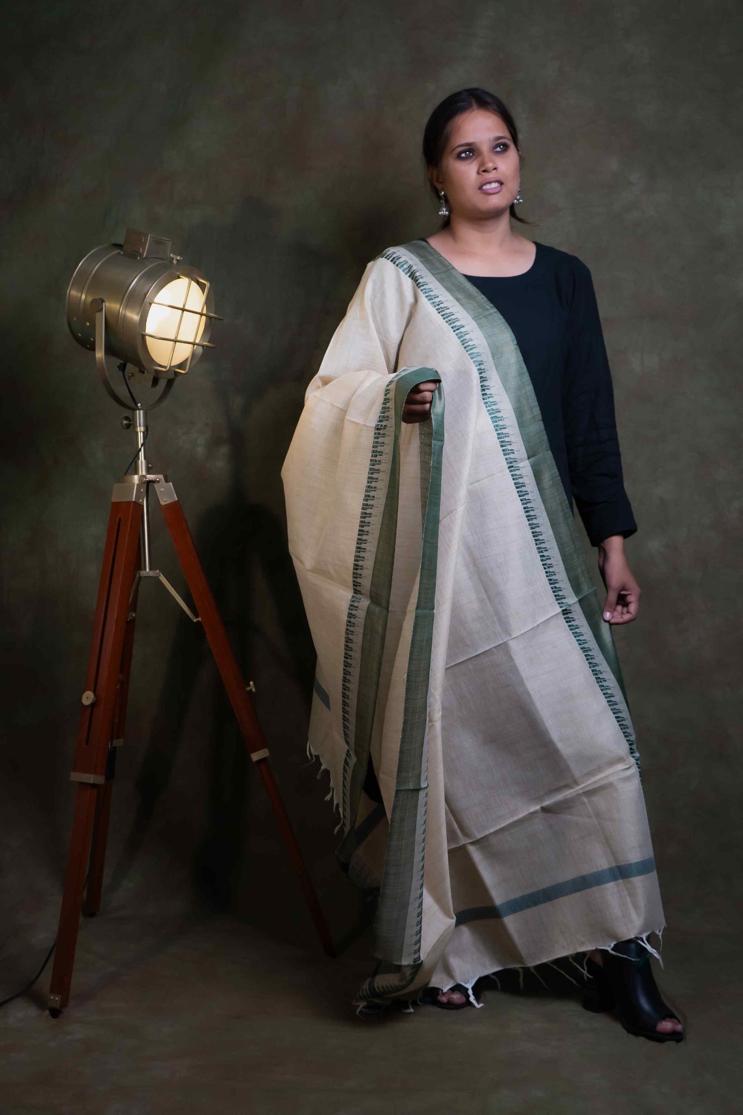 Green Border Cotton Dupion Dupatta