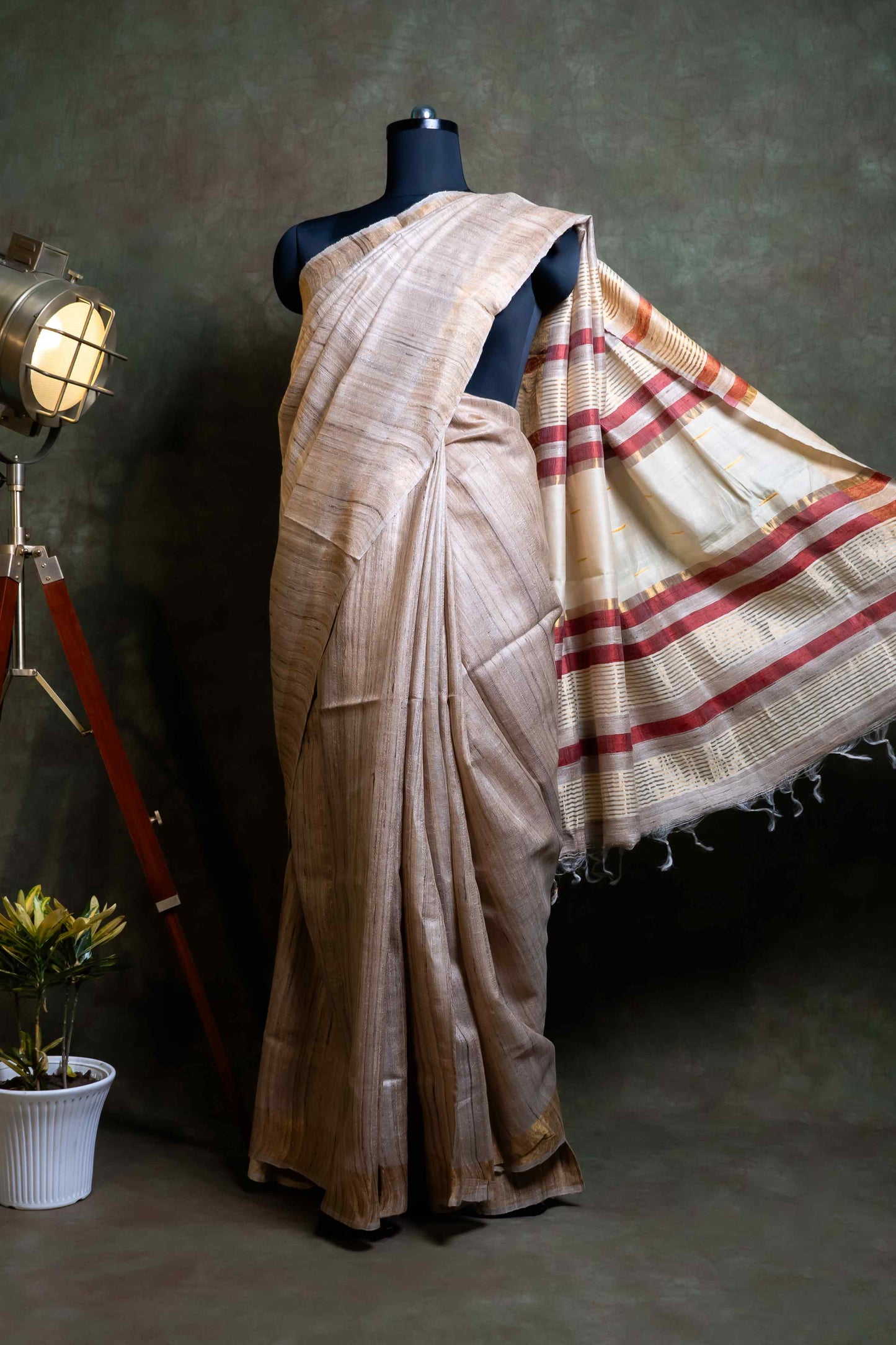 Anuttara Fabric Almond Ghicha Silk Saree