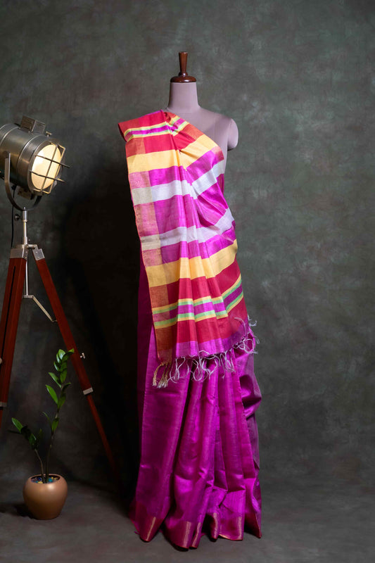 Anuttara Fabric Multicolor Raw Silk Saree