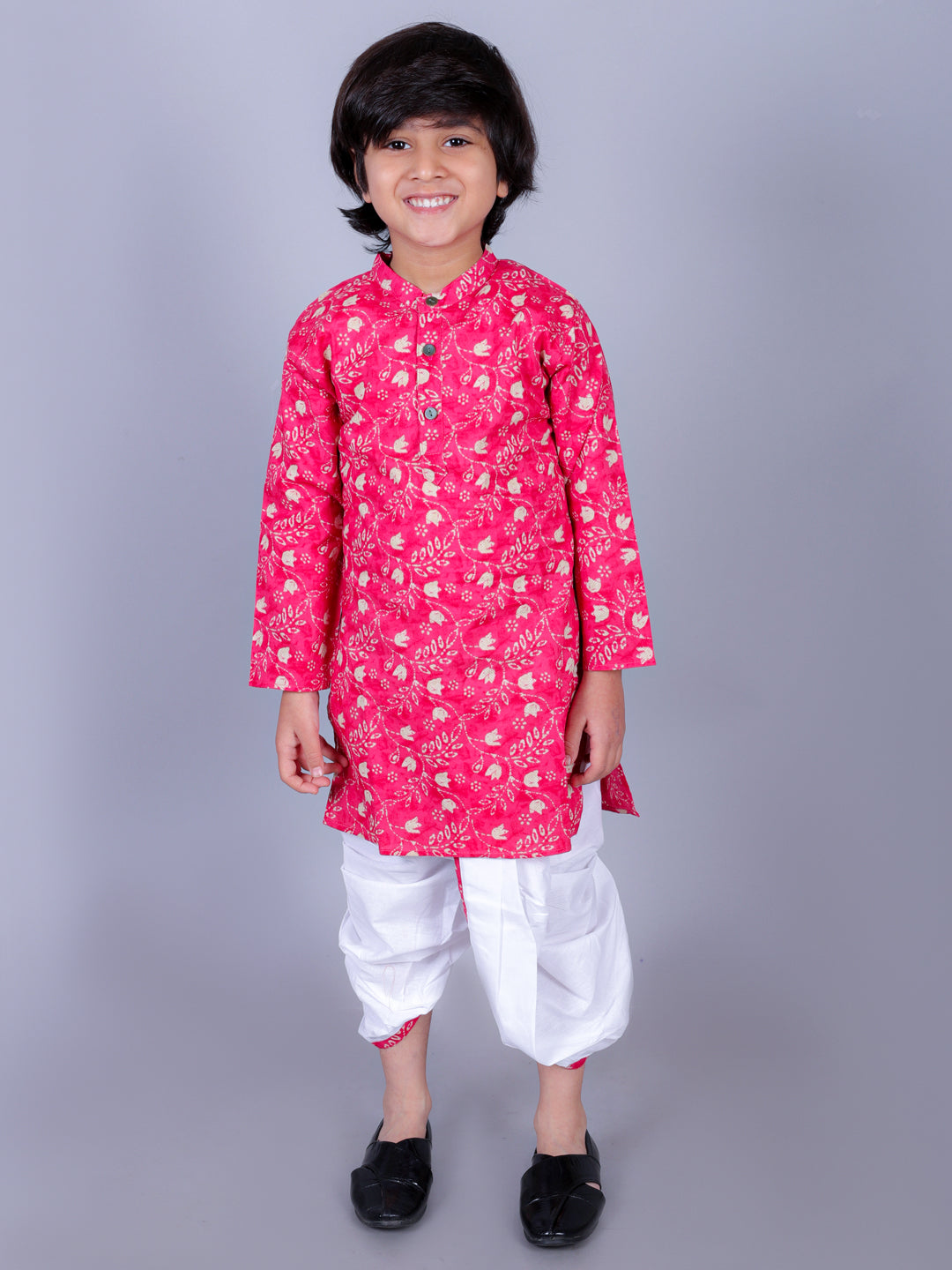 Anuttara Pink Cotton Blend Straight Dhoti & Kurta Set_FJB1003
