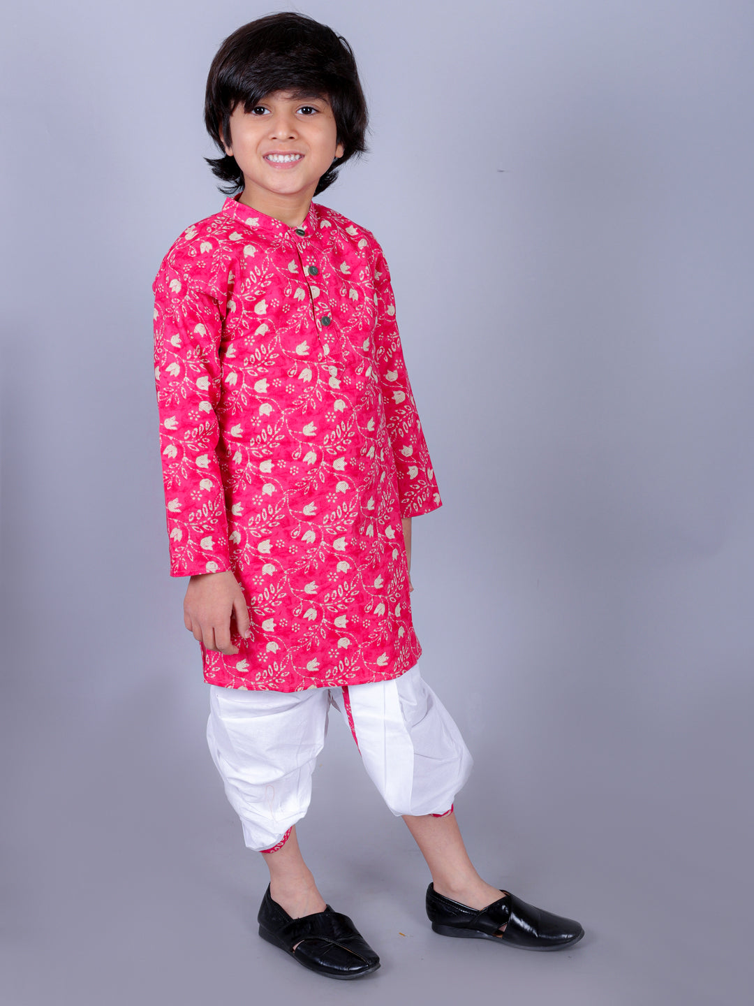 Anuttara Pink Cotton Blend Straight Dhoti & Kurta Set_FJB1003
