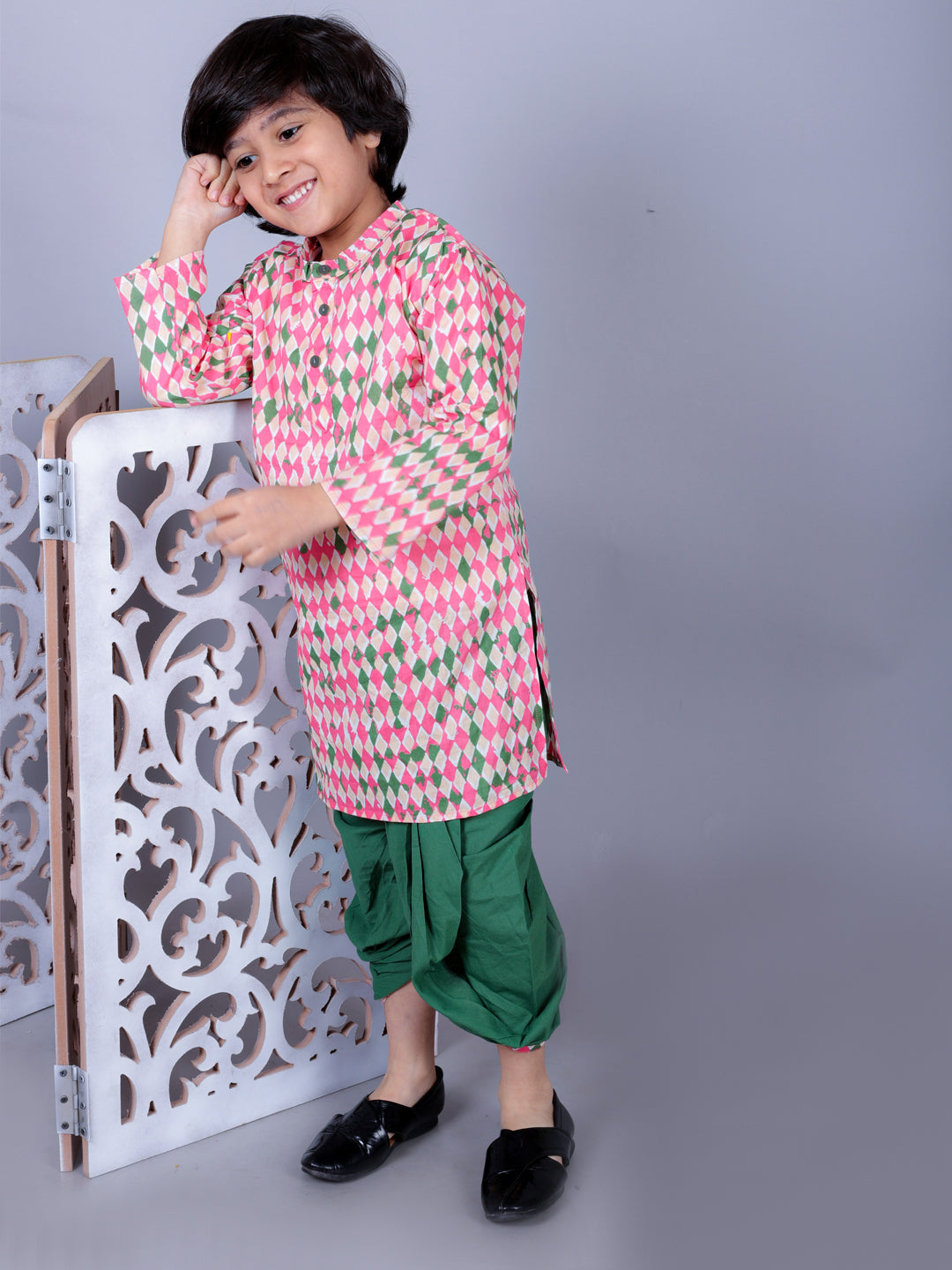 Anuttara Multicolor Cotton Blend Straight Dhoti & Kurta Set_FJB1006