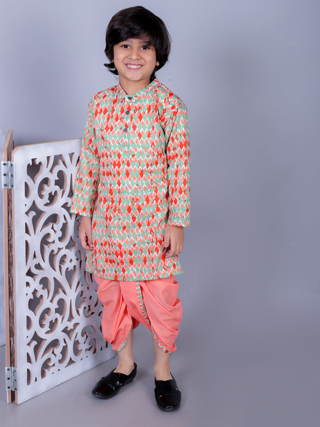 Anuttara Multicolor Cotton Blend Straight Dhoti & Kurta Set_FJB1007