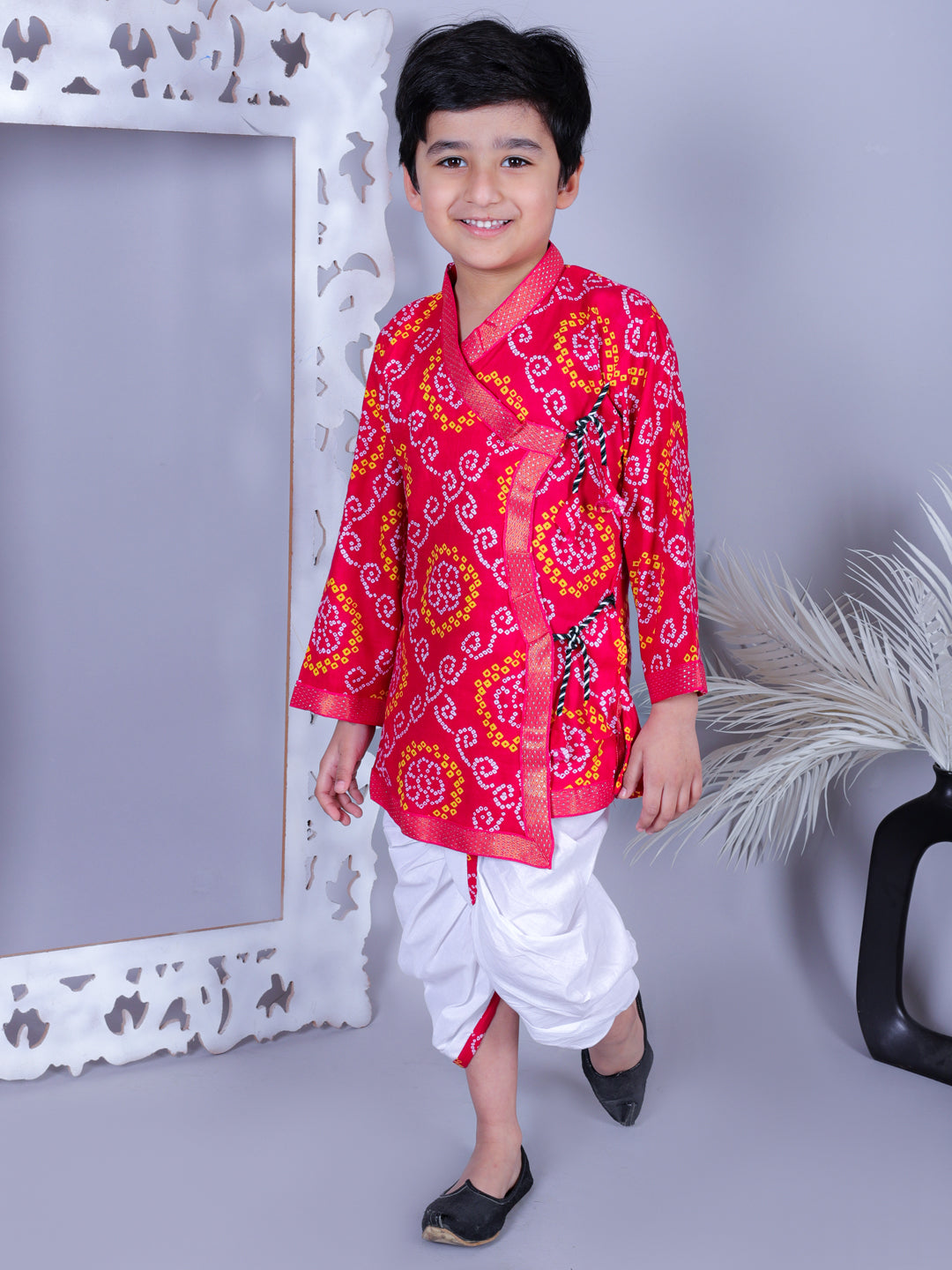 Anuttara Pink Cotton Blend Angrakha Dhoti & Kurta Set_FJB1009