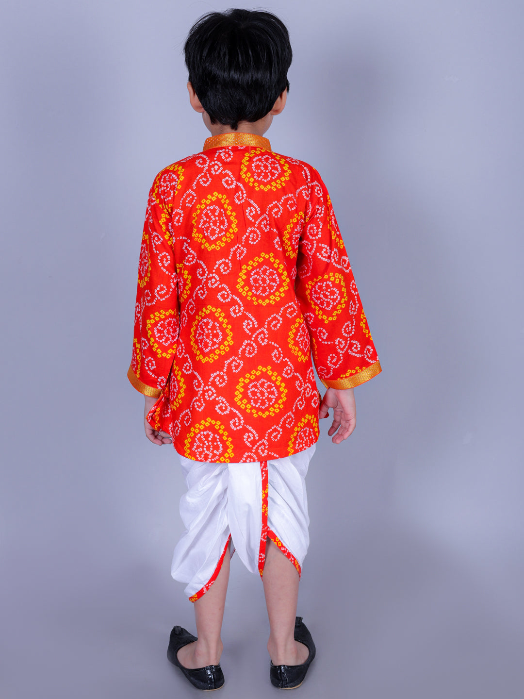 Anuttara Orange Cotton Blend Angrakha Dhoti & Kurta Set_FJB1010