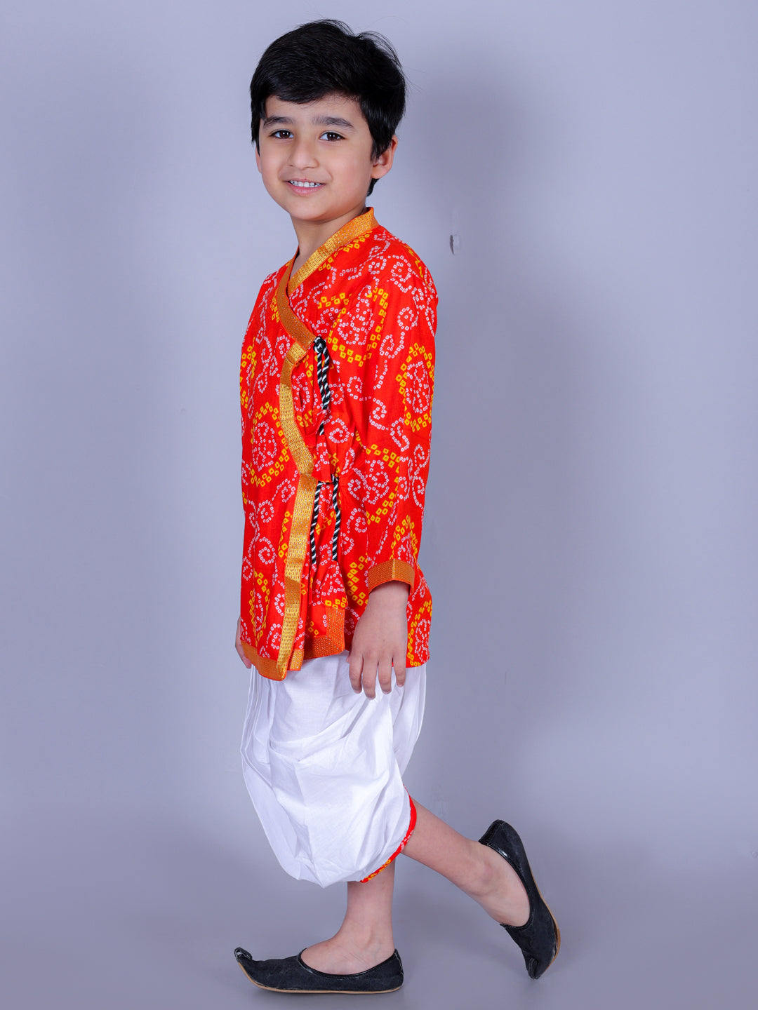 Anuttara Orange Cotton Blend Angrakha Dhoti & Kurta Set_FJB1010