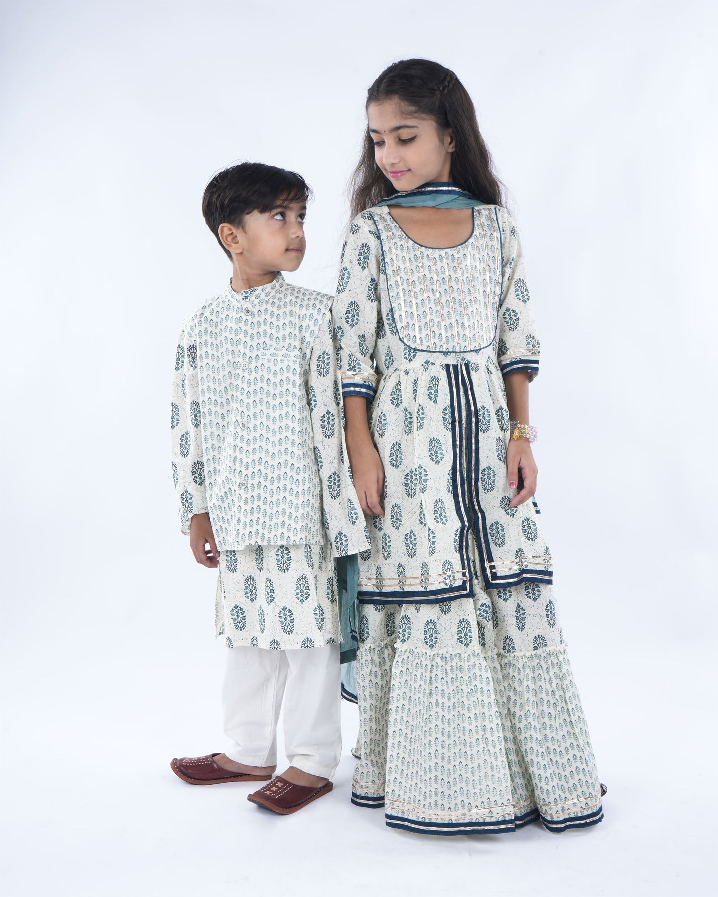 Anuttara Off White Pure Cotton Straight Kurta Waistcoat & Pyjama Set_FJB1041