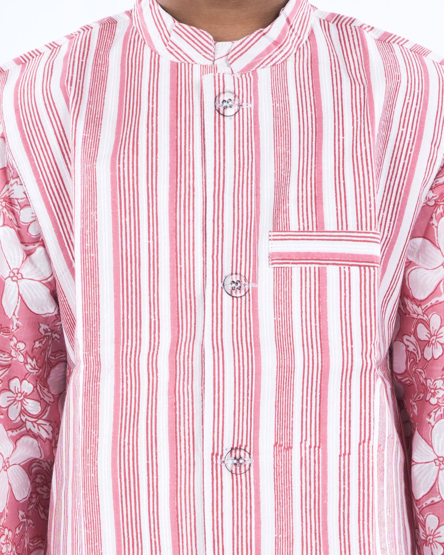 Anuttara Baby Pink Pure Cotton Straight Kurta Waistcoat & Pyjama Set_FJB1042