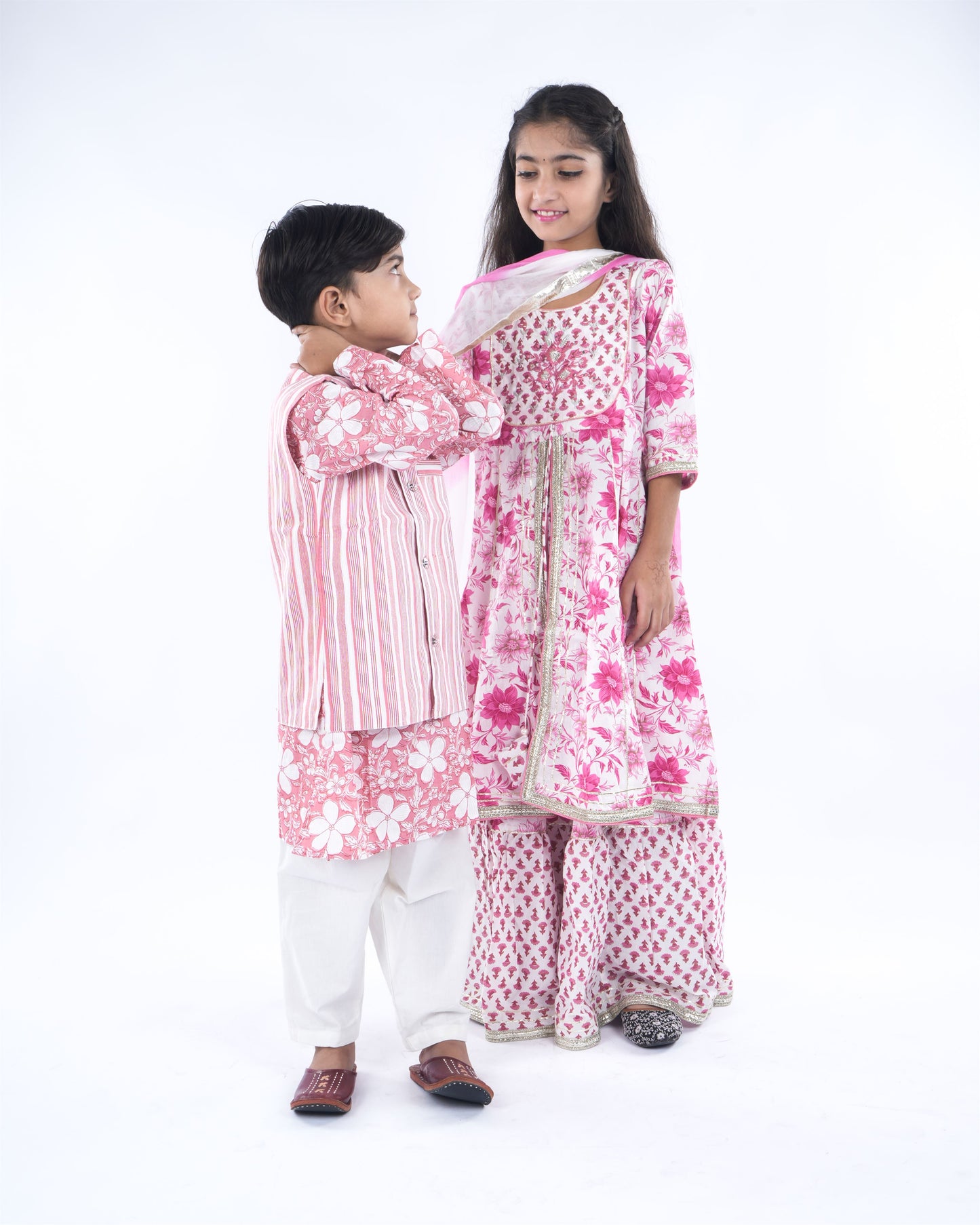 Anuttara Baby Pink Pure Cotton Straight Kurta Waistcoat & Pyjama Set_FJB1042