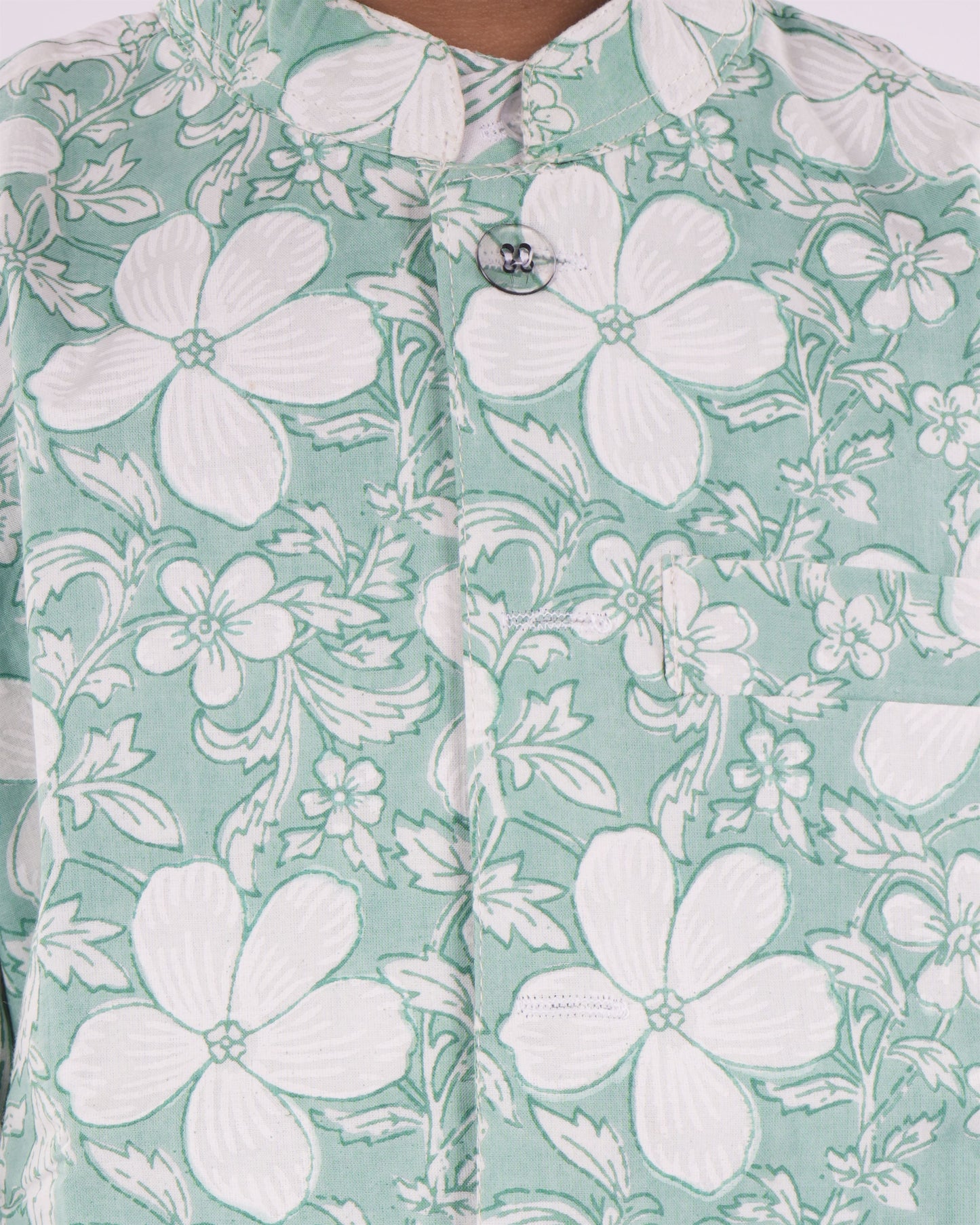 Anuttara Sea Green Pure Cotton Straight Kurta Waistcoat & Pyjama Set_FJB1043