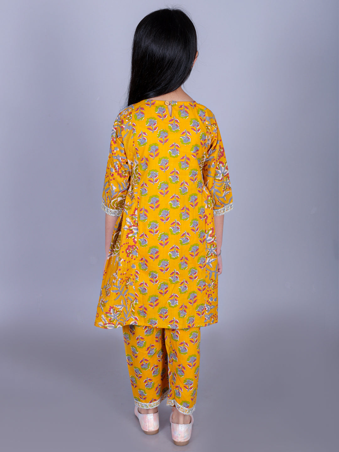 Anuttara Mustard Cotton Blend Anarkali/Flared Kurta & Pant Set_FJG1004