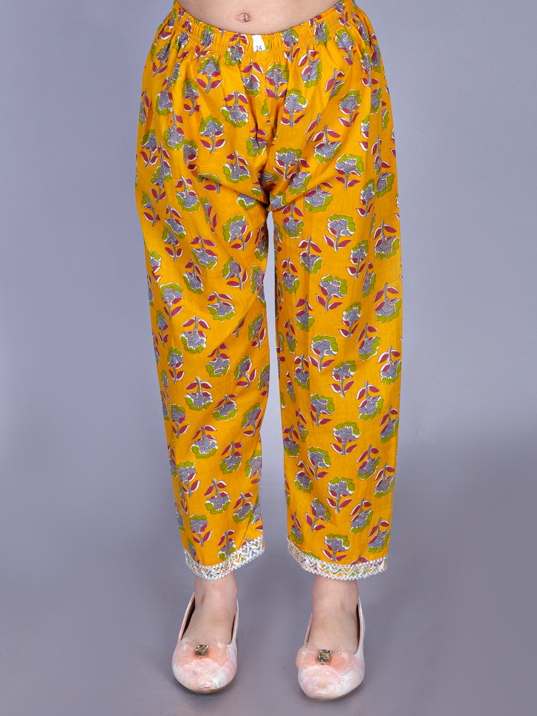 Anuttara Mustard Cotton Blend Anarkali/Flared Kurta & Pant Set_FJG1004