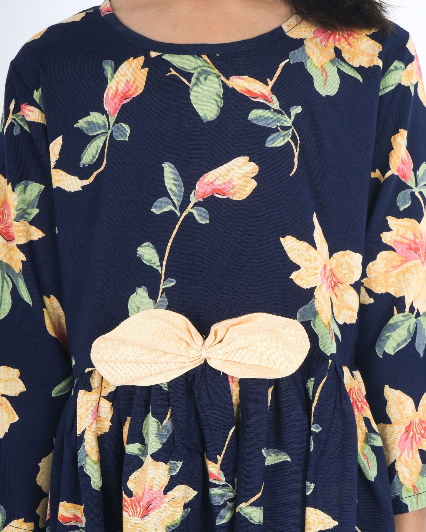 Anuttara Navy Blue Rayon Flared Frock_FJG1013