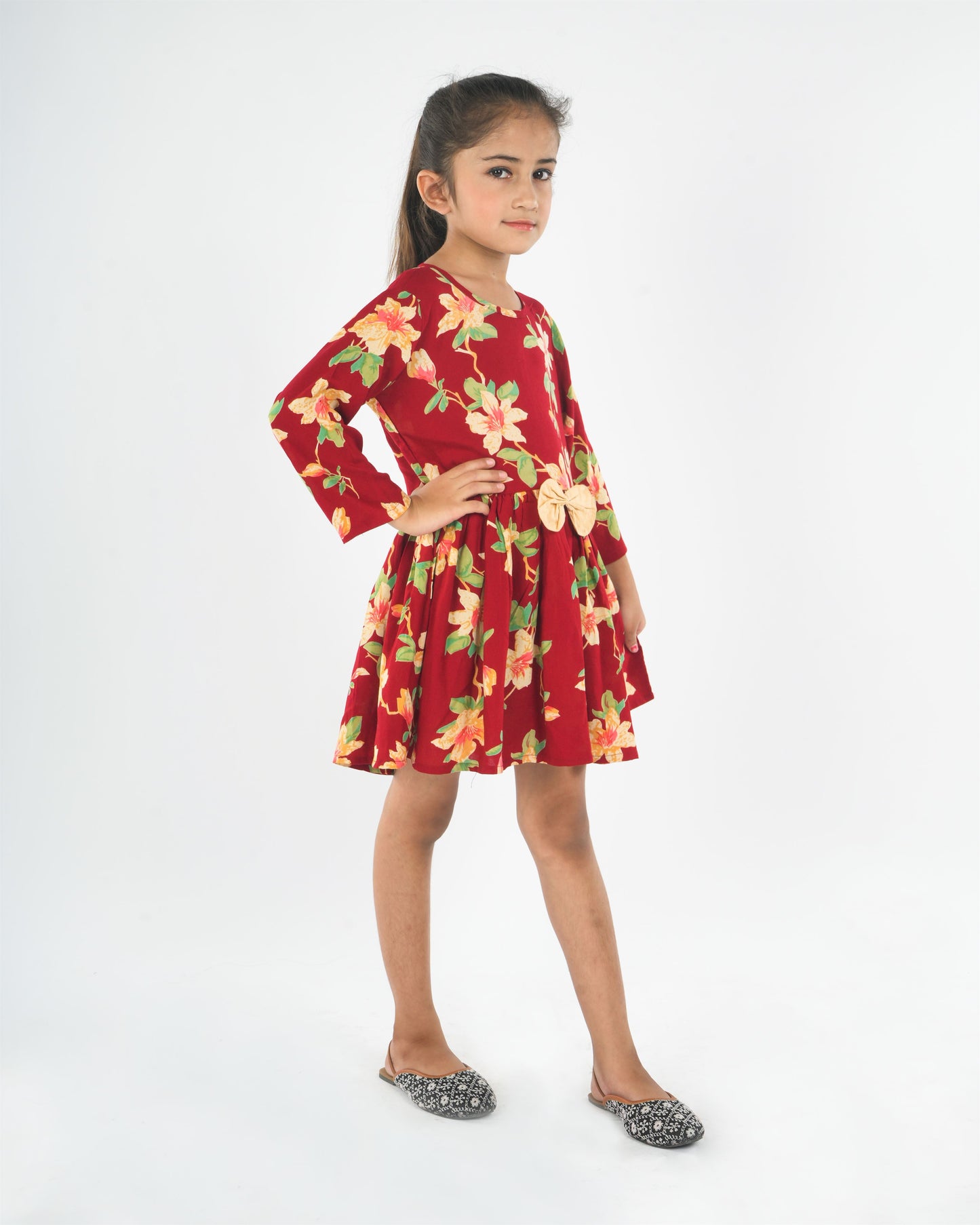 Anuttara Red Rayon Flared Frock_FJG1014