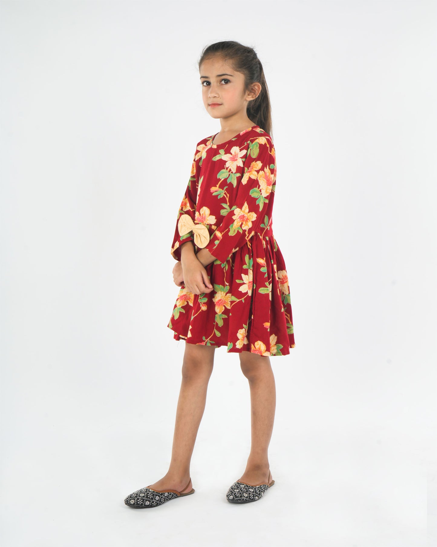 Anuttara Red Rayon Flared Frock_FJG1014