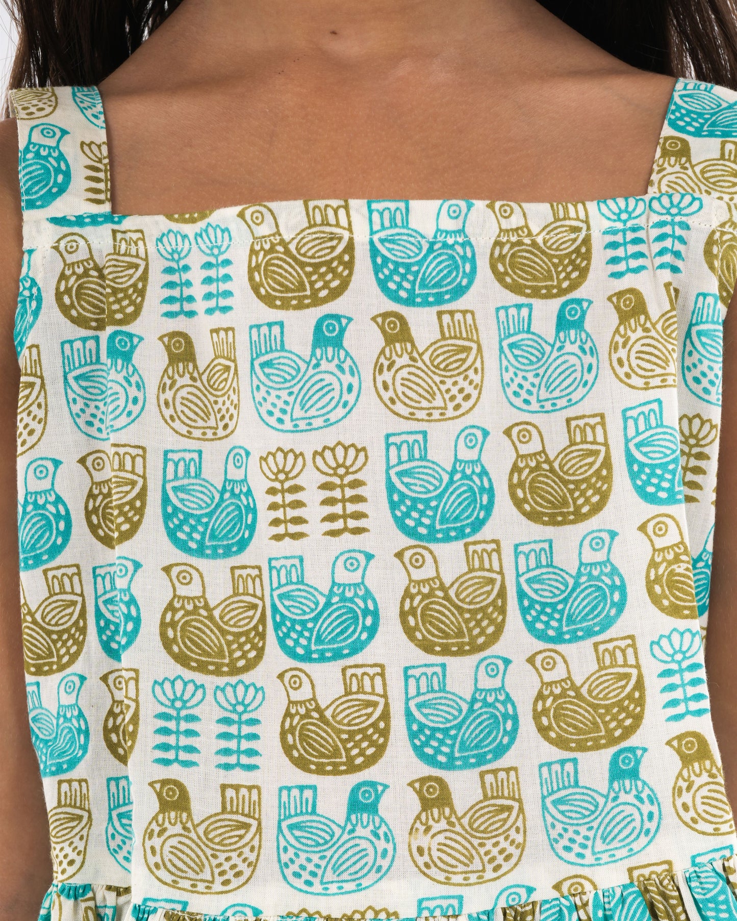 Anuttara Turquoise Pure Cotton Flared Frock_FJG1018