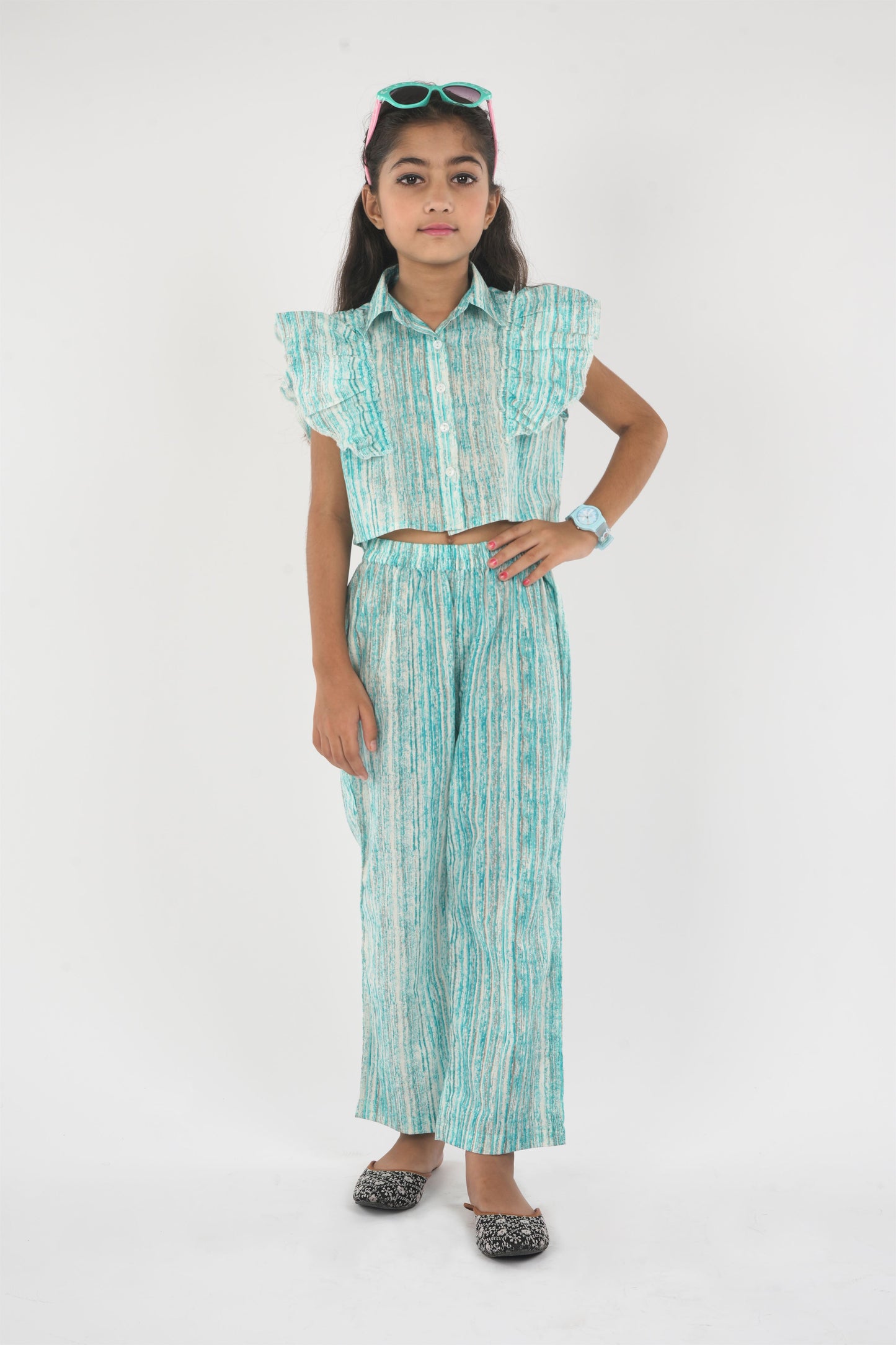 Anuttara Turquoise Pure Cotton Straight Co Ords Set_FJG1028