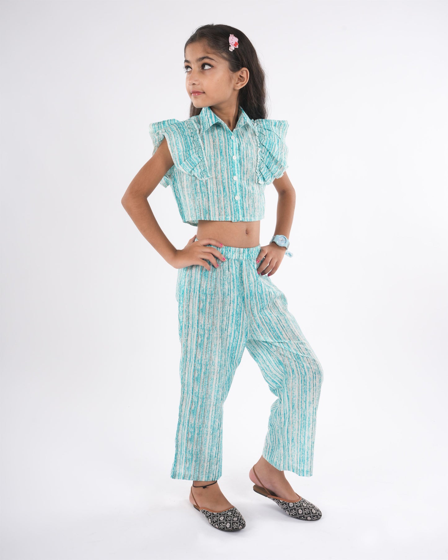 Anuttara Turquoise Pure Cotton Straight Co Ords Set_FJG1028