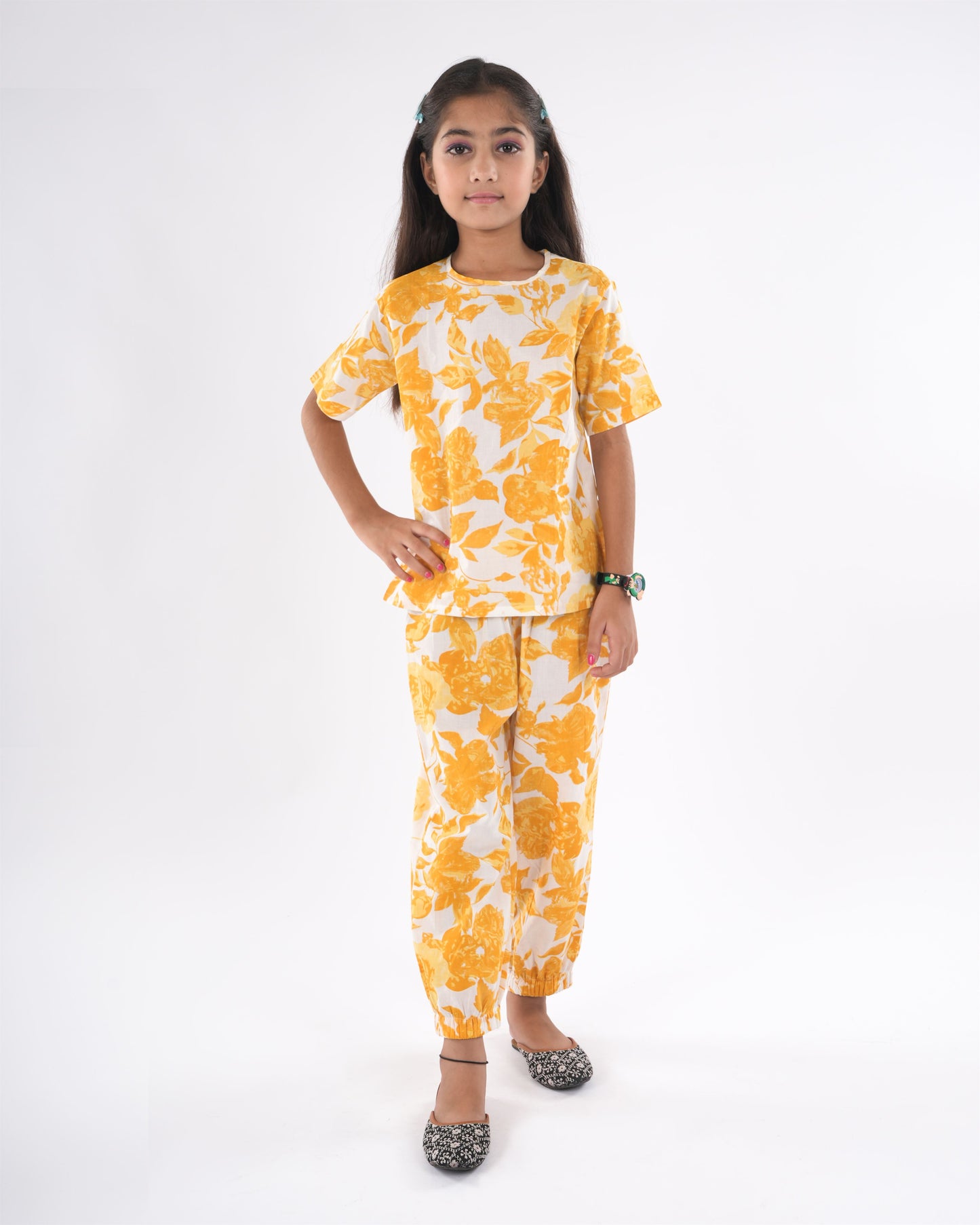 Anuttara Yellow Pure Cotton Straight Co Ords Set_FJG1031