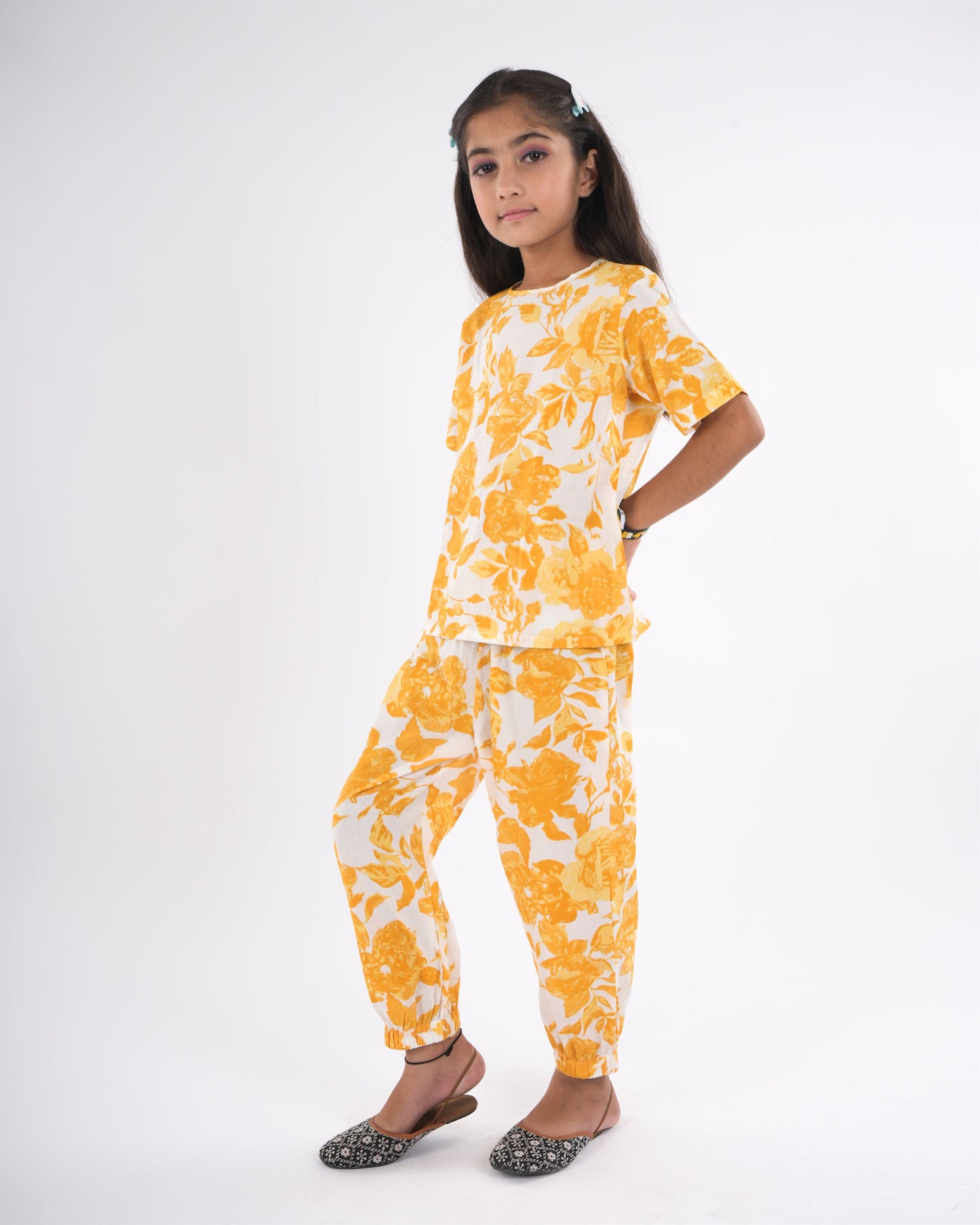 Anuttara Yellow Pure Cotton Straight Co Ords Set_FJG1031