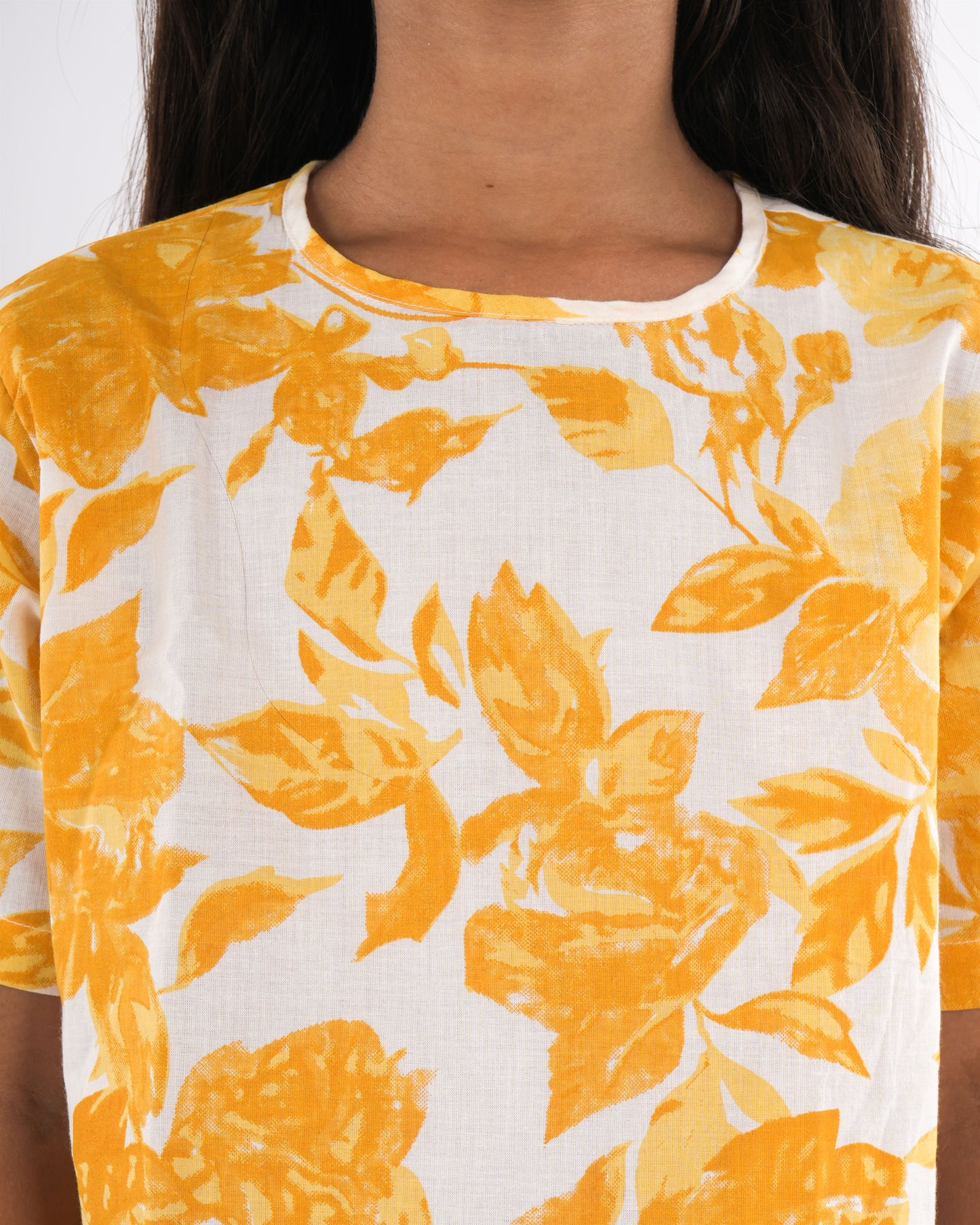 Anuttara Yellow Pure Cotton Straight Co Ords Set_FJG1031
