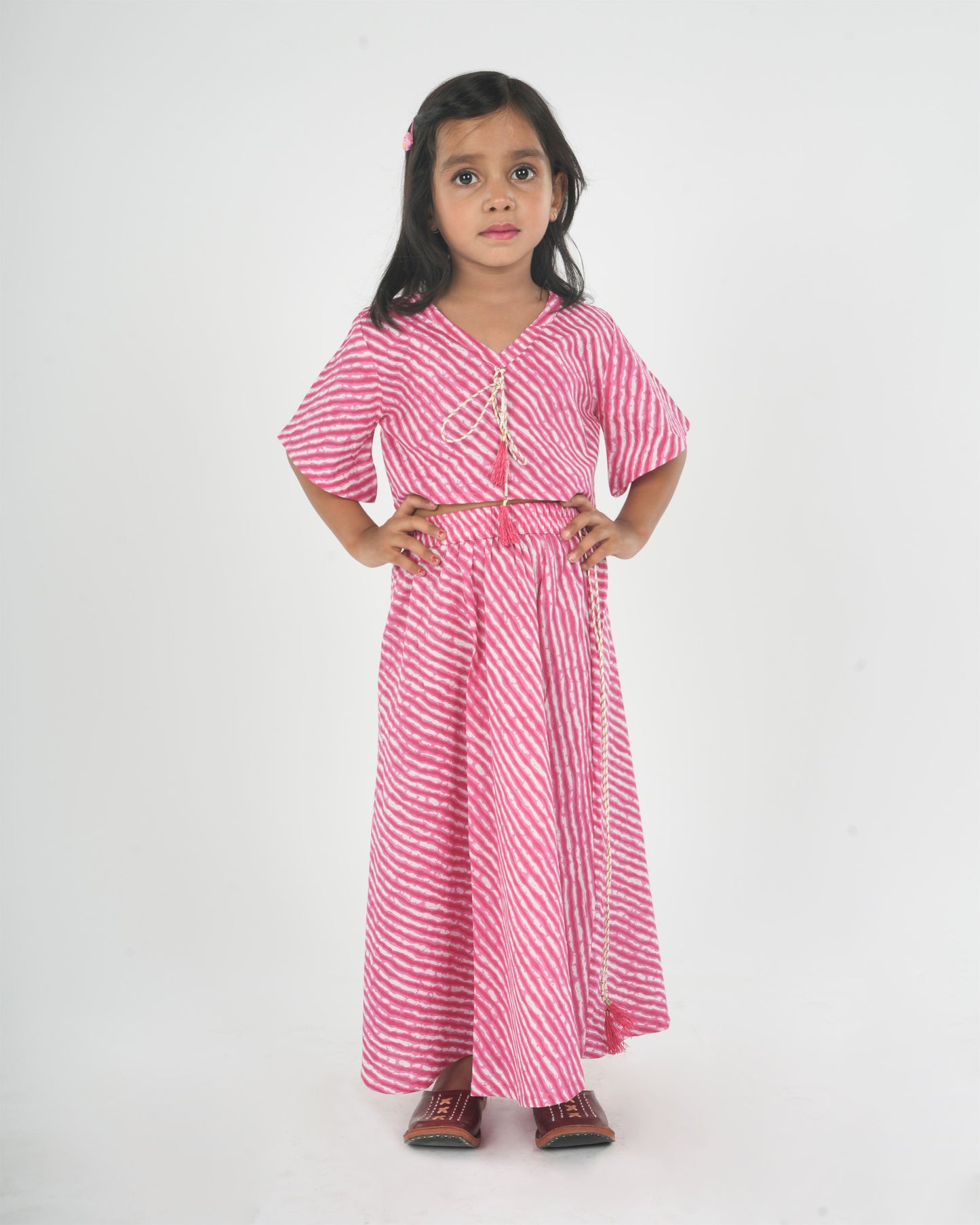Anuttara Pink Pure Cotton Straight Top & Skirt Set_FJG1040