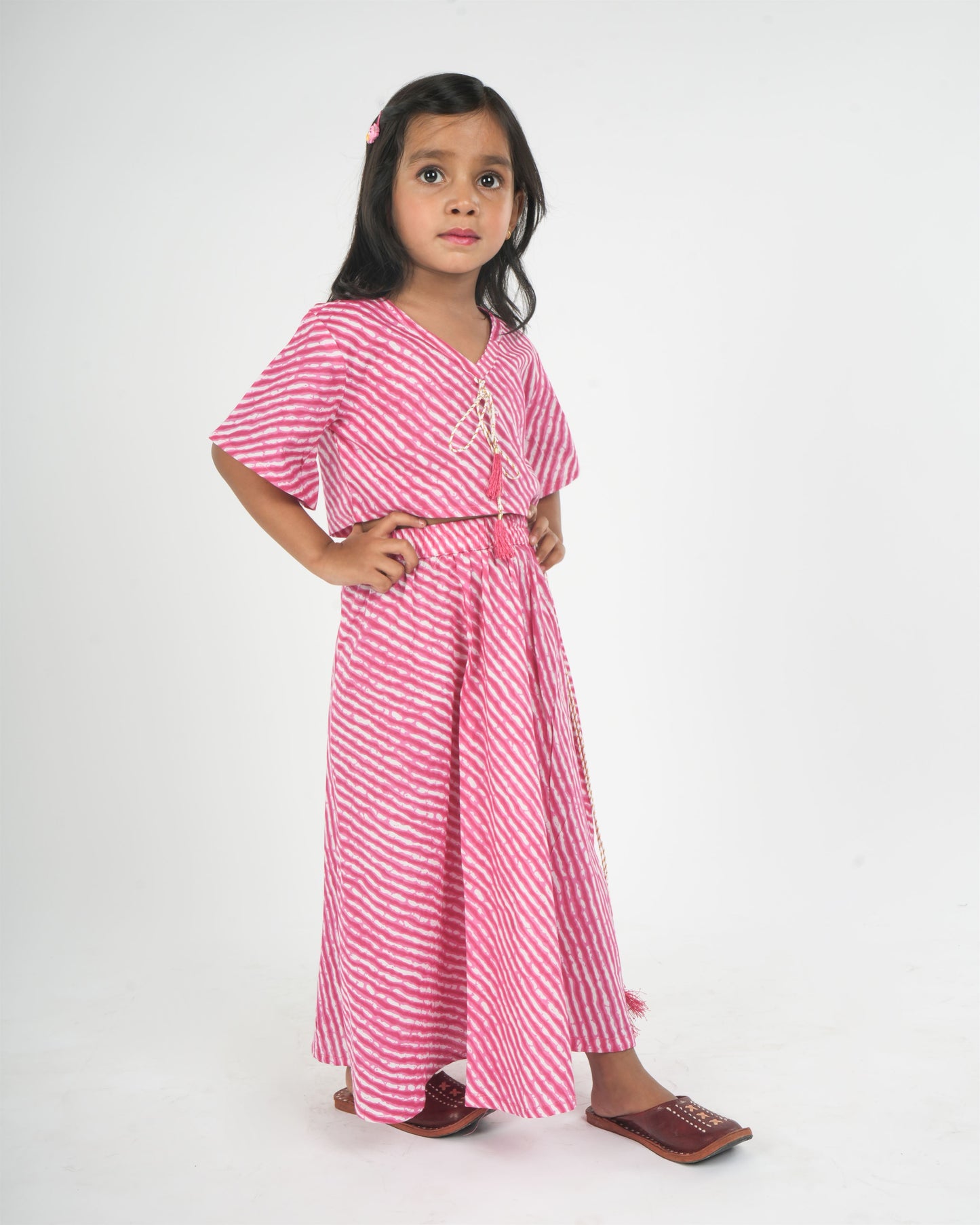 Anuttara Pink Pure Cotton Straight Top & Skirt Set_FJG1040