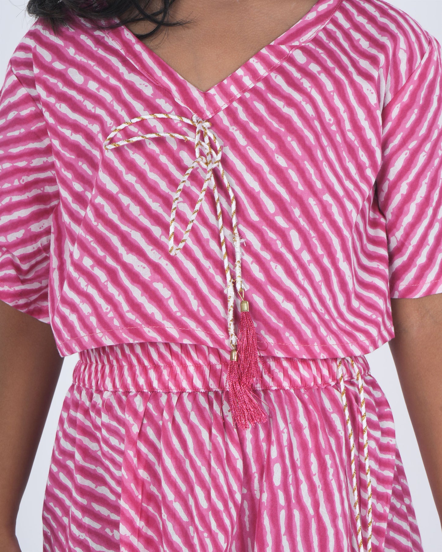 Anuttara Pink Pure Cotton Straight Top & Skirt Set_FJG1040