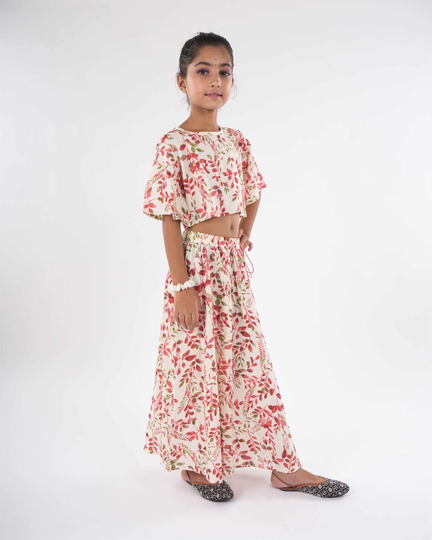 Anuttara Off White Rayon Straight Top & Skirt Set_FJG1043