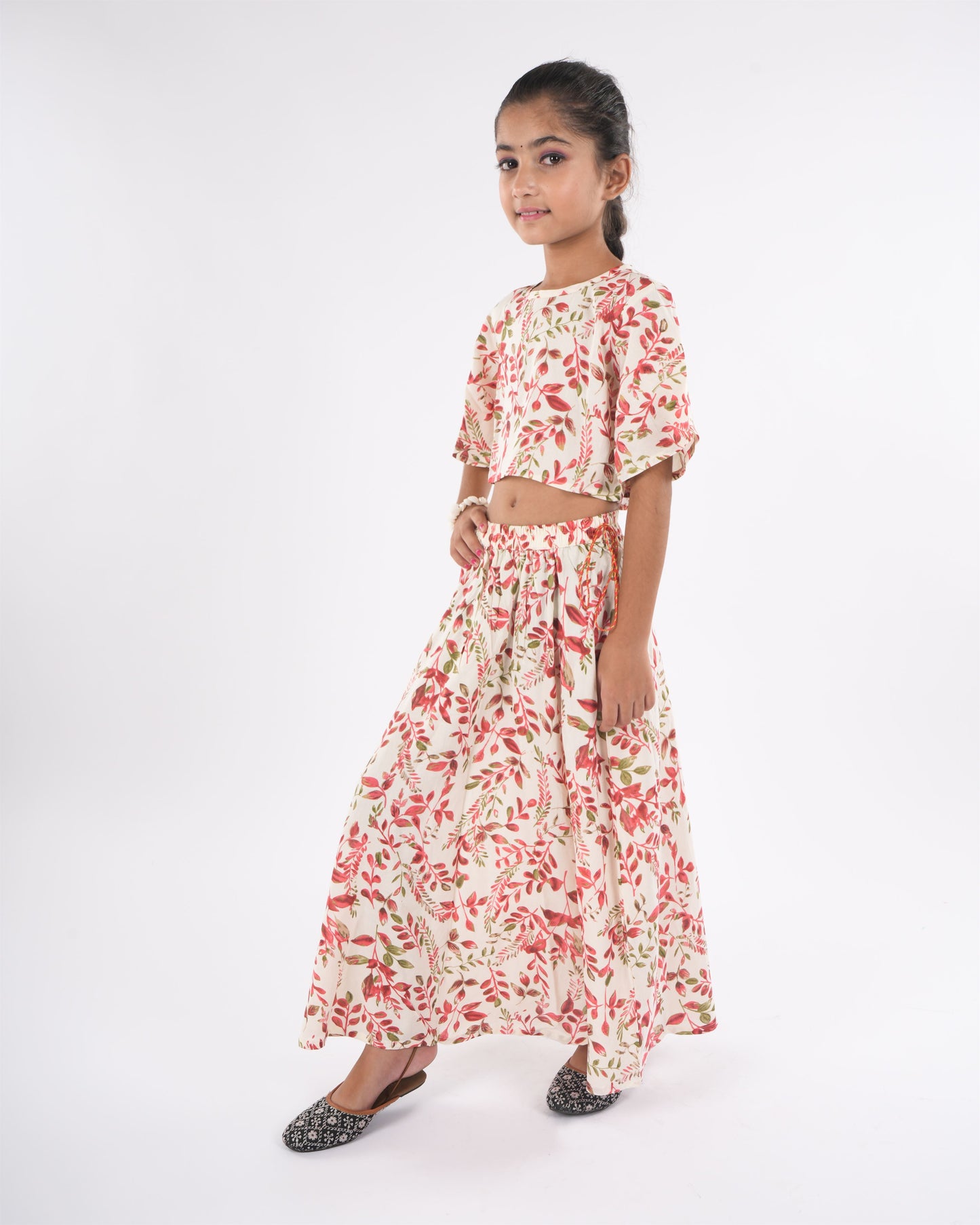 Anuttara Off White Rayon Straight Top & Skirt Set_FJG1043