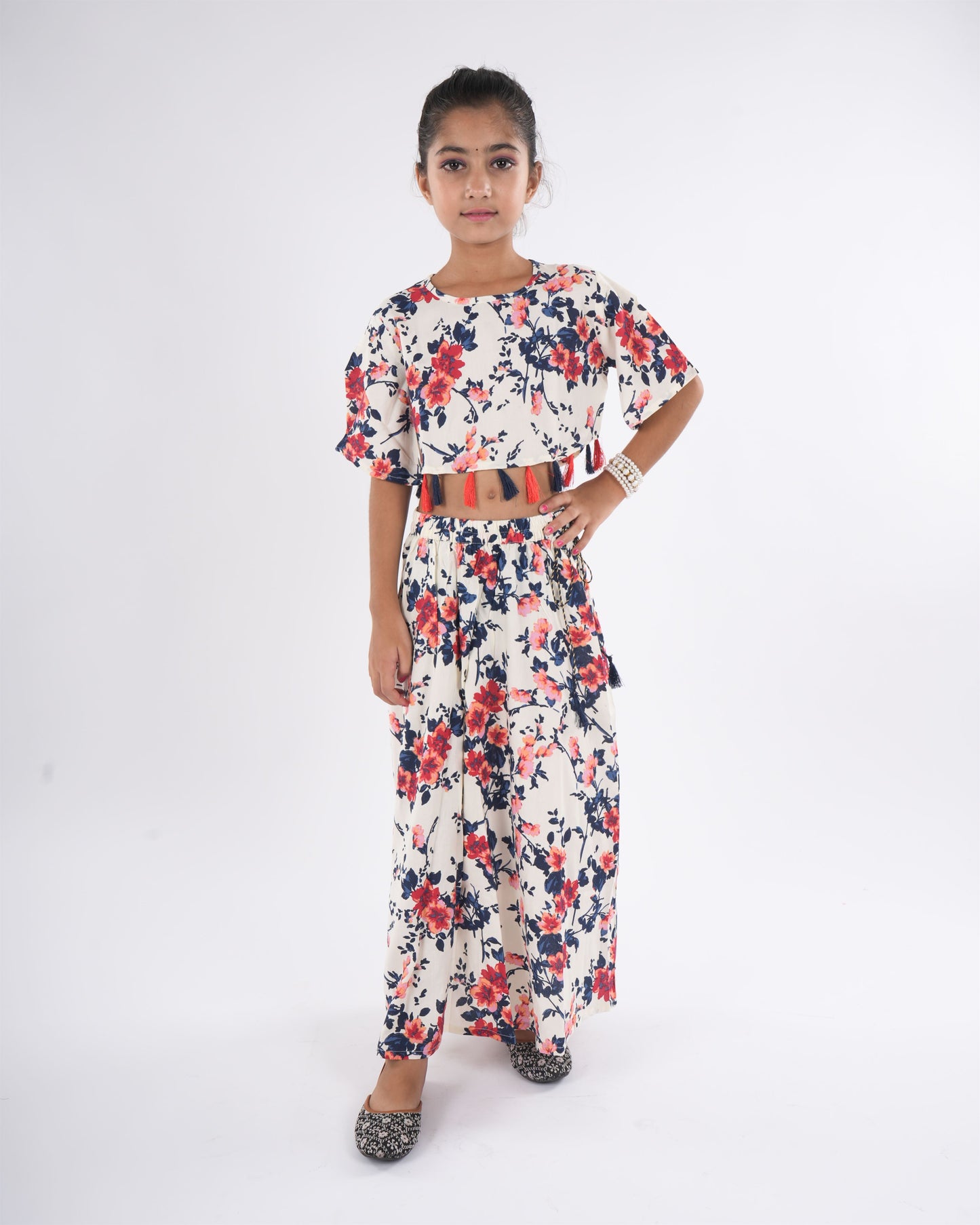 Anuttara White Rayon Straight Top & Skirt Set_FJG1044