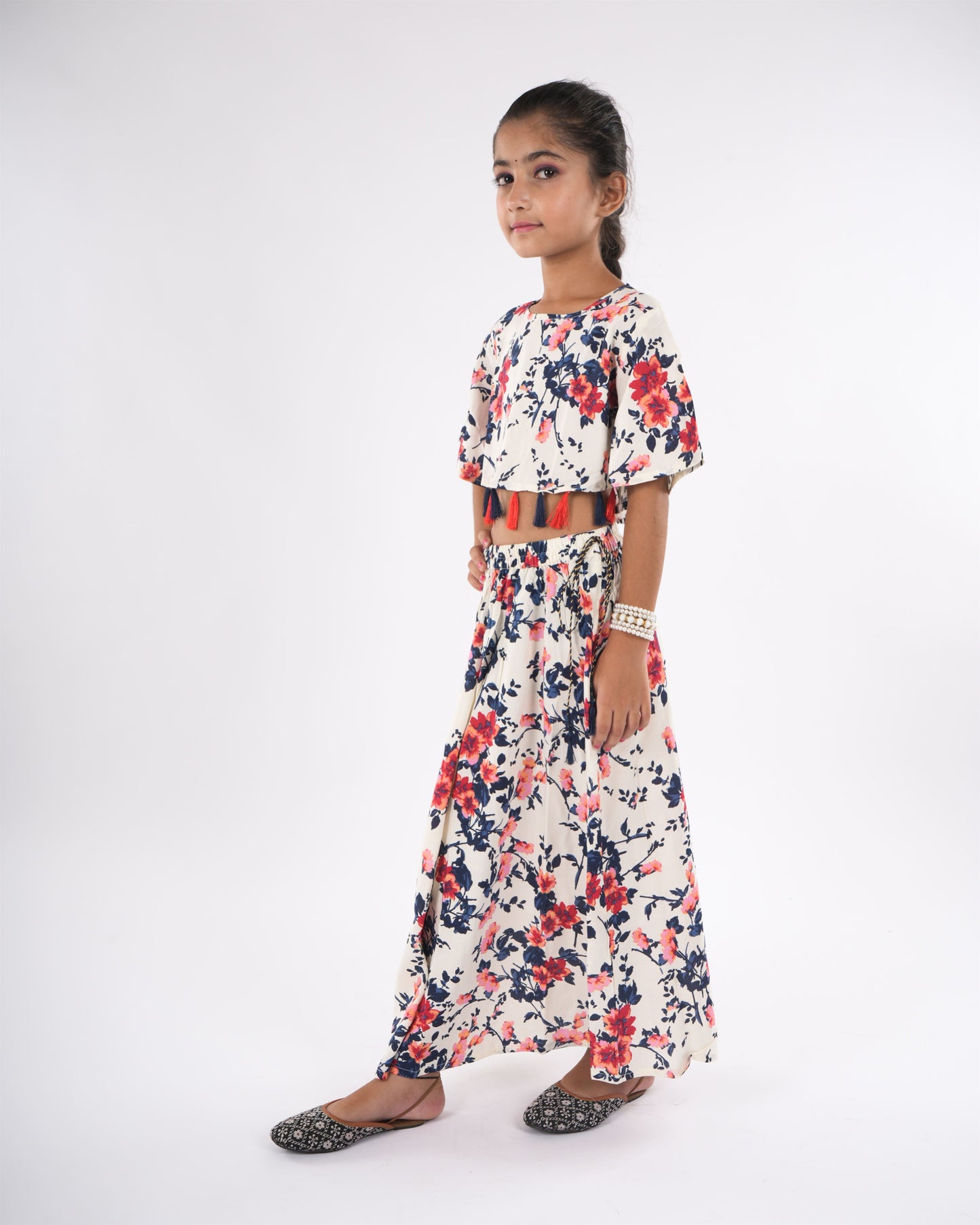 Anuttara White Rayon Straight Top & Skirt Set_FJG1044