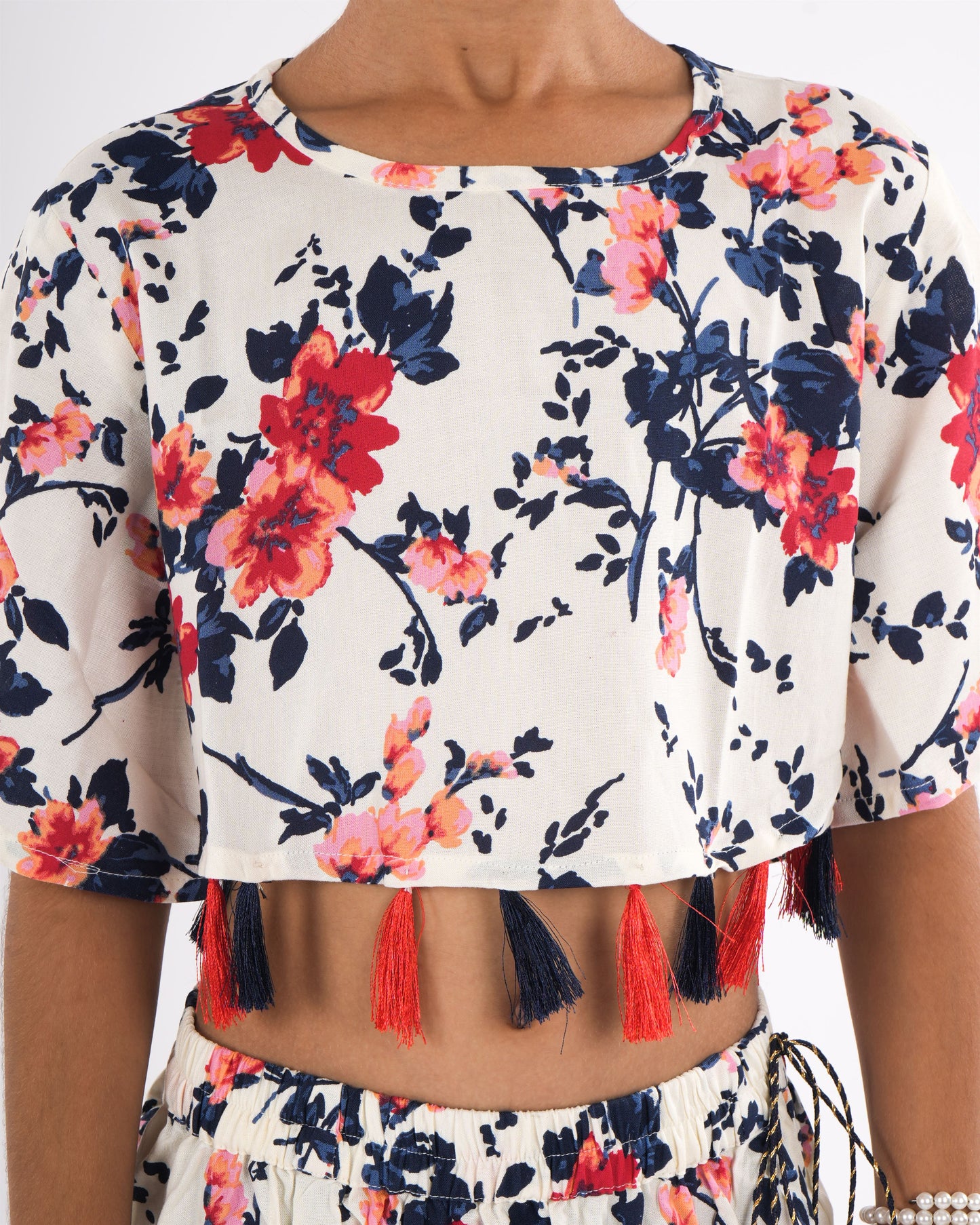 Anuttara White Rayon Straight Top & Skirt Set_FJG1044