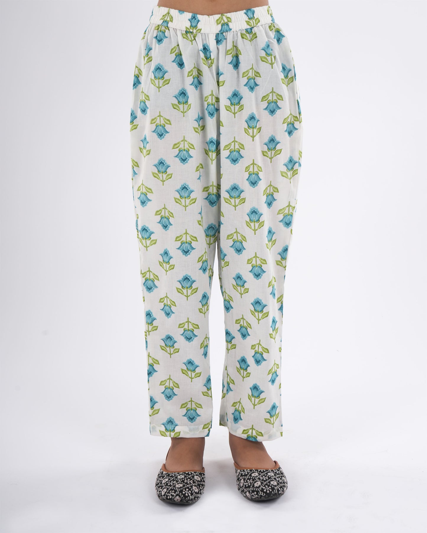 Anuttara Teal Pure Cotton Straight Kurta Pant & Dupatta Set_FJG1046