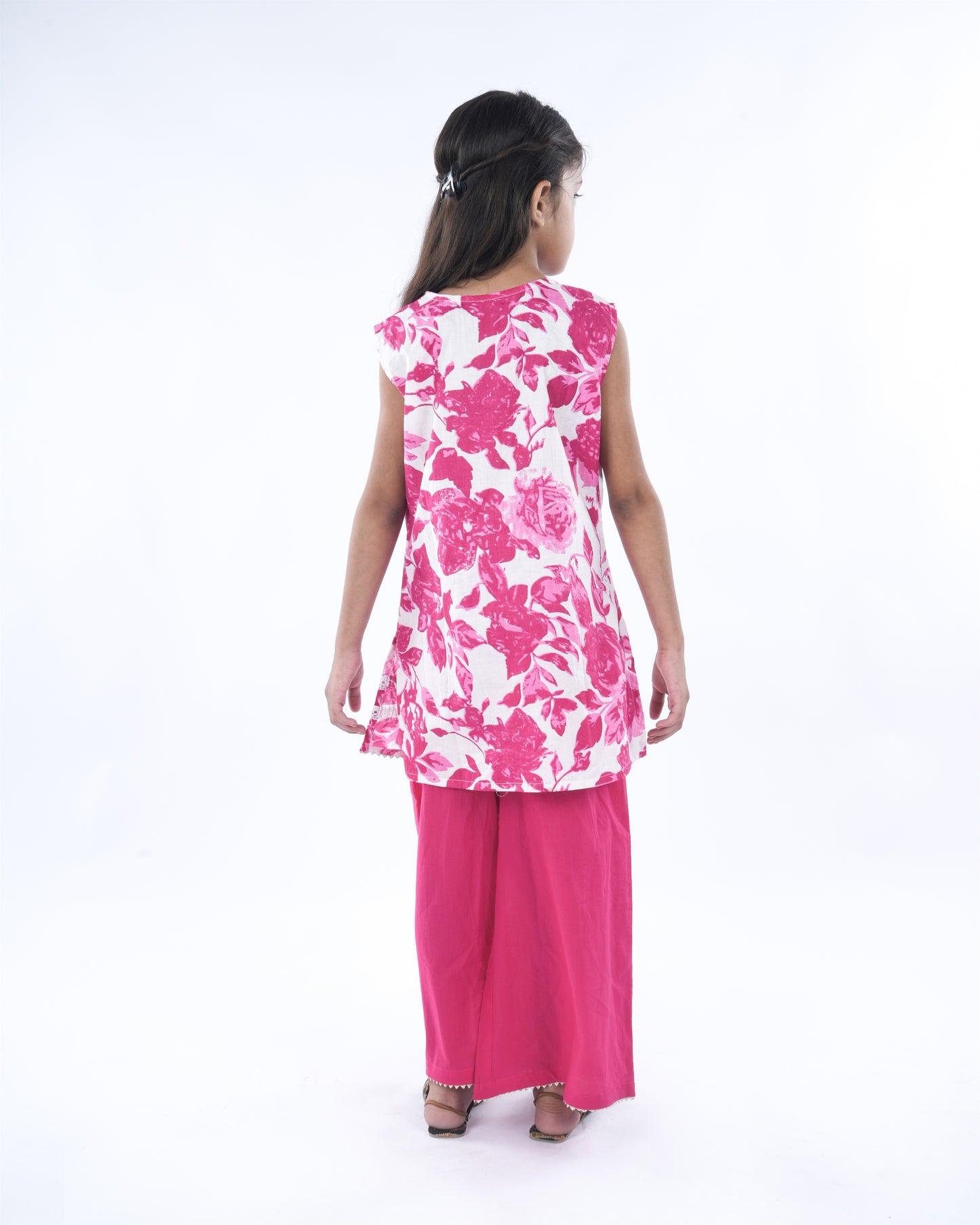 Anuttara Pink Pure Cotton Straight Kurta Palazzo & Dupatta Set_FJG1059