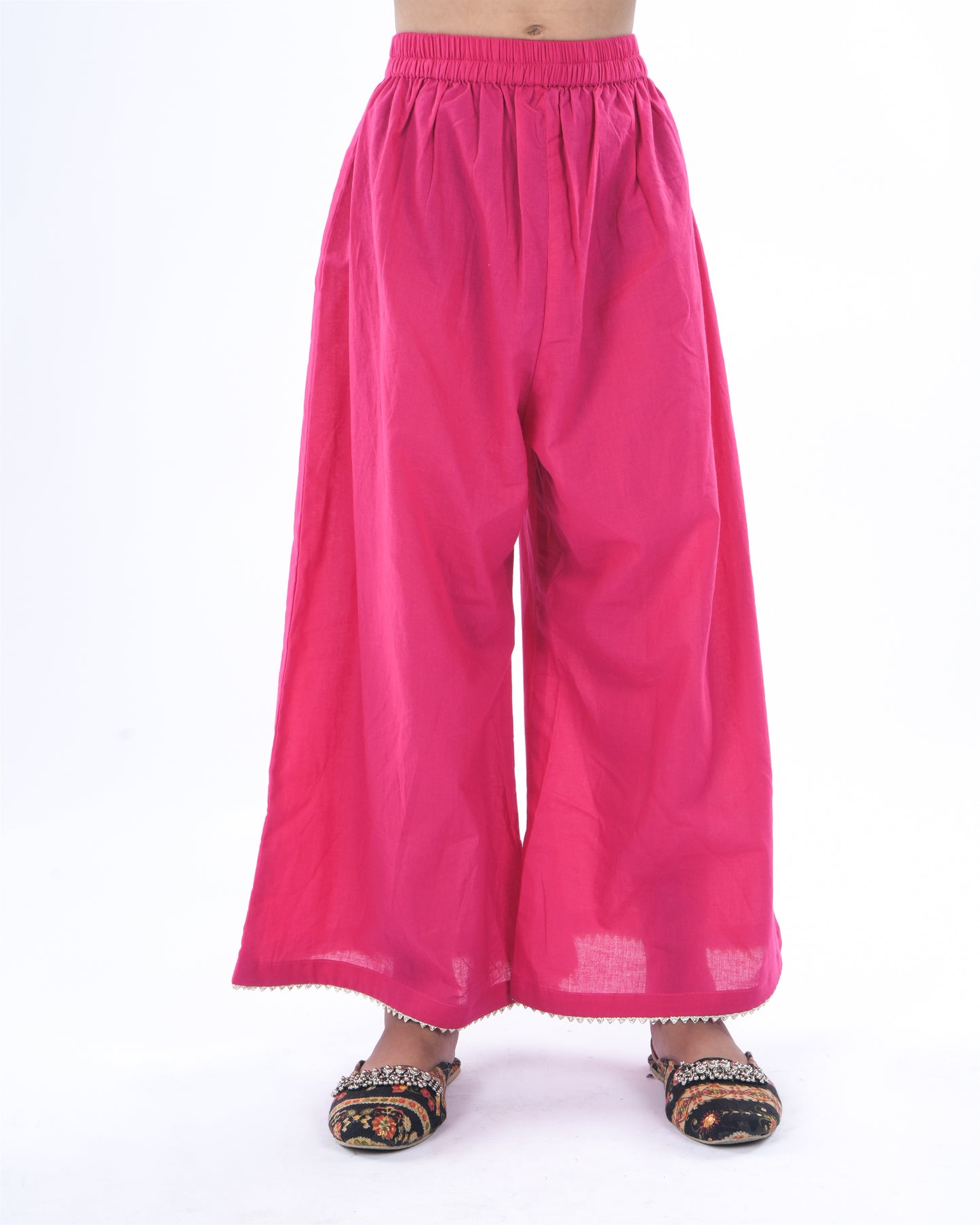 Anuttara Pink Pure Cotton Straight Kurta Palazzo & Dupatta Set_FJG1059