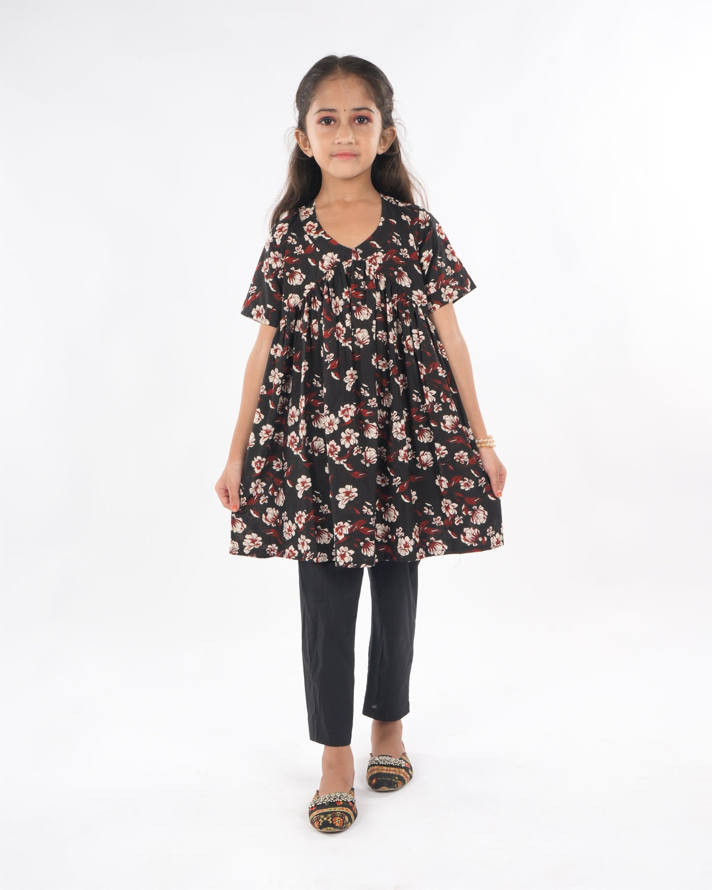 Anuttara Black Pure Cotton Anarkali/Flared Kurta & Pant Set_FJG1060