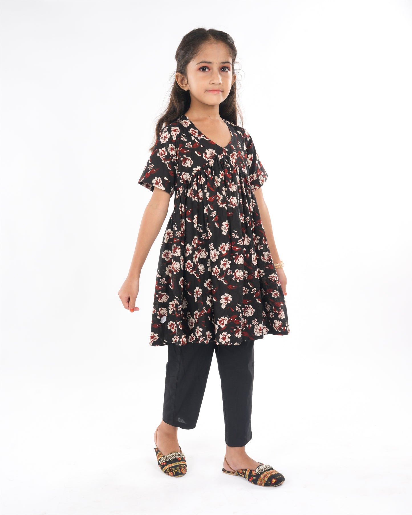 Anuttara Black Pure Cotton Anarkali/Flared Kurta & Pant Set_FJG1060