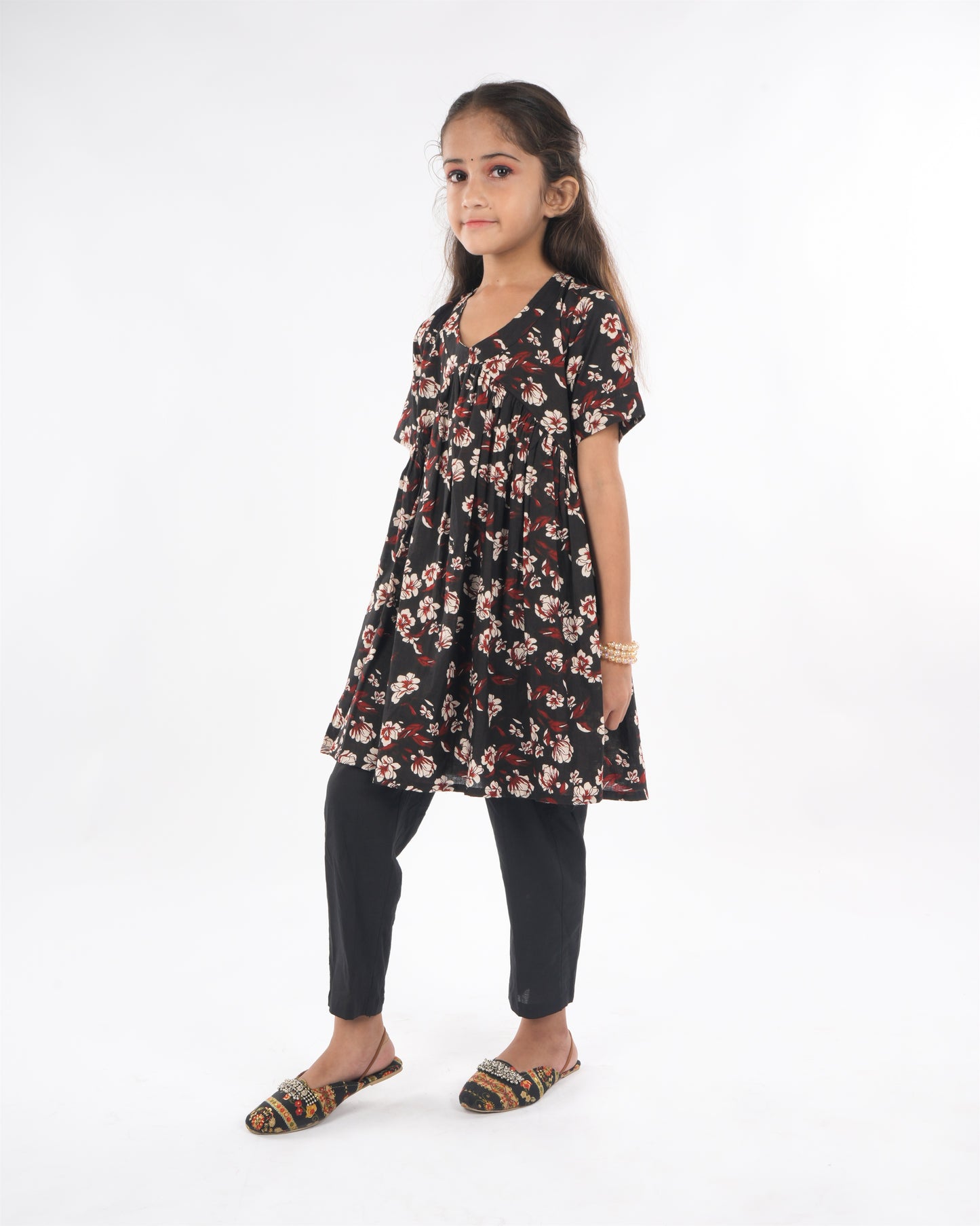 Anuttara Black Pure Cotton Anarkali/Flared Kurta & Pant Set_FJG1060