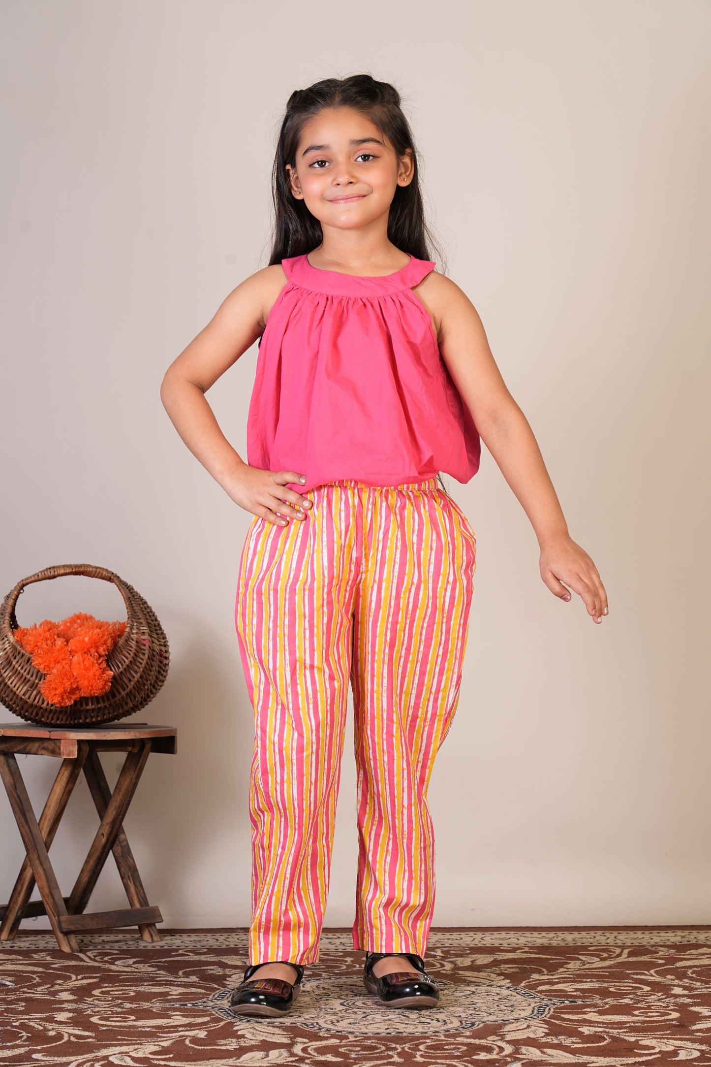 Anuttara Pink Pure Cotton Straight Top & Trouser_FJG1065