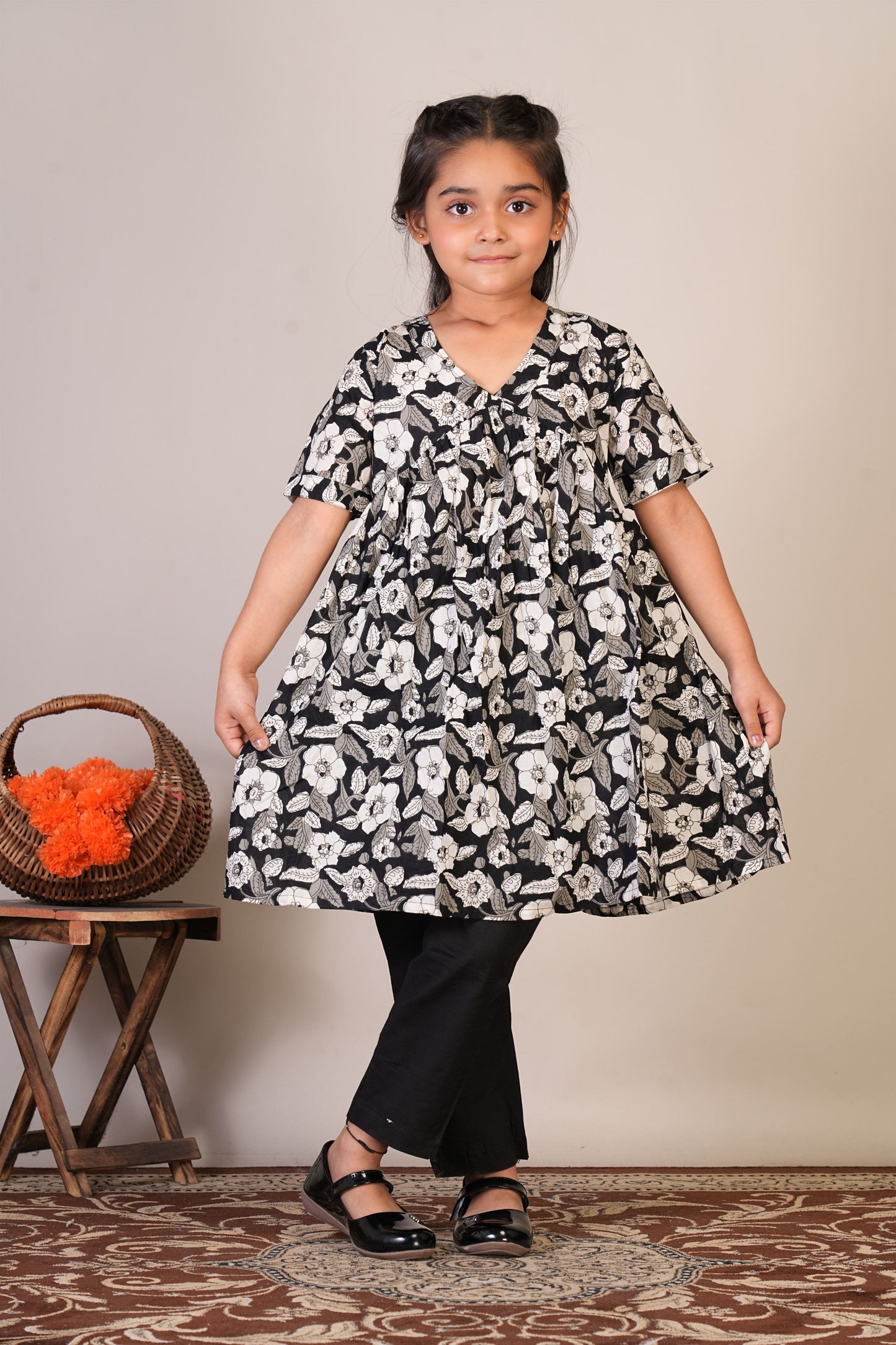 Anuttara Black Pure Cotton Anarkali/Flared Kurta & Pant Set_FJG1072