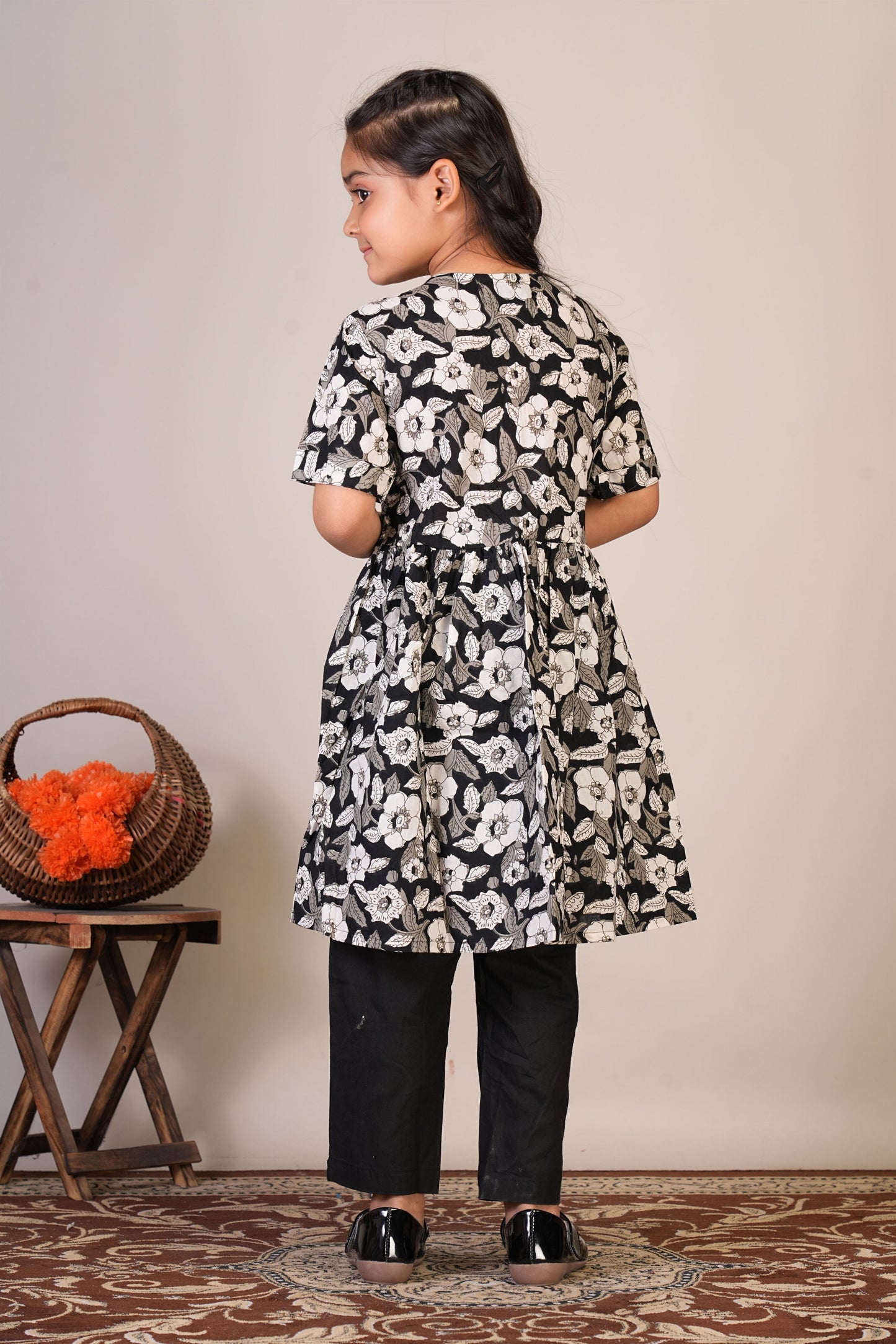 Anuttara Black Pure Cotton Anarkali/Flared Kurta & Pant Set_FJG1072