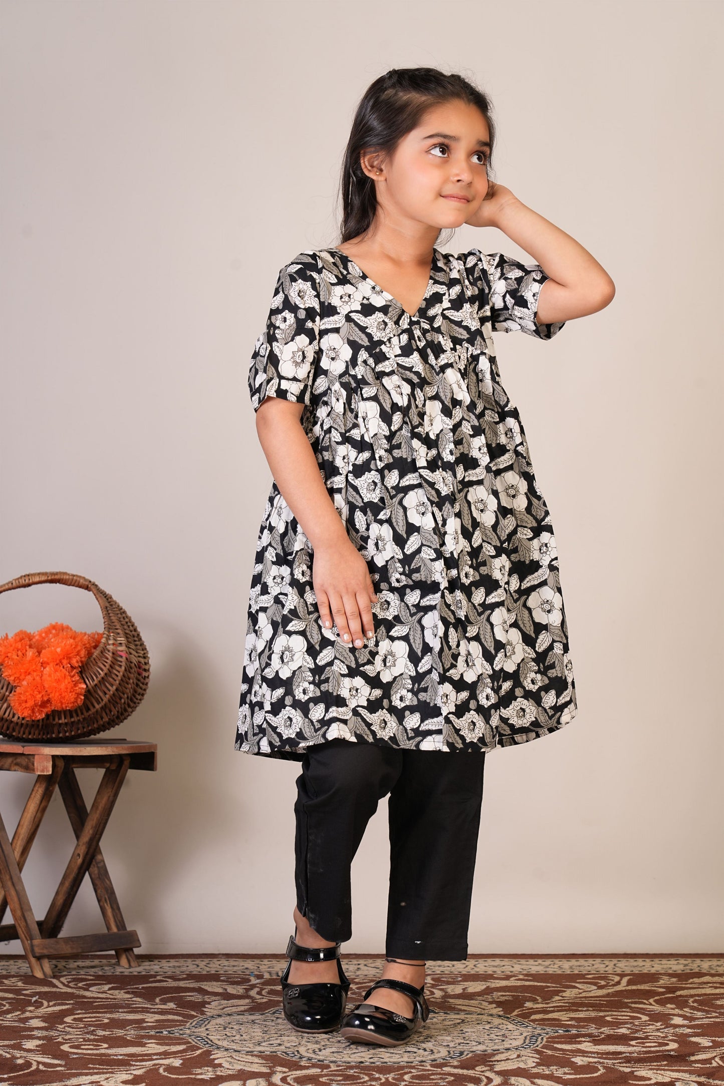 Anuttara Black Pure Cotton Anarkali/Flared Kurta & Pant Set_FJG1072